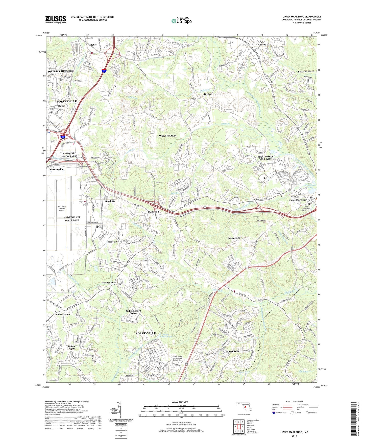 Upper Marlboro Maryland US Topo Map Image