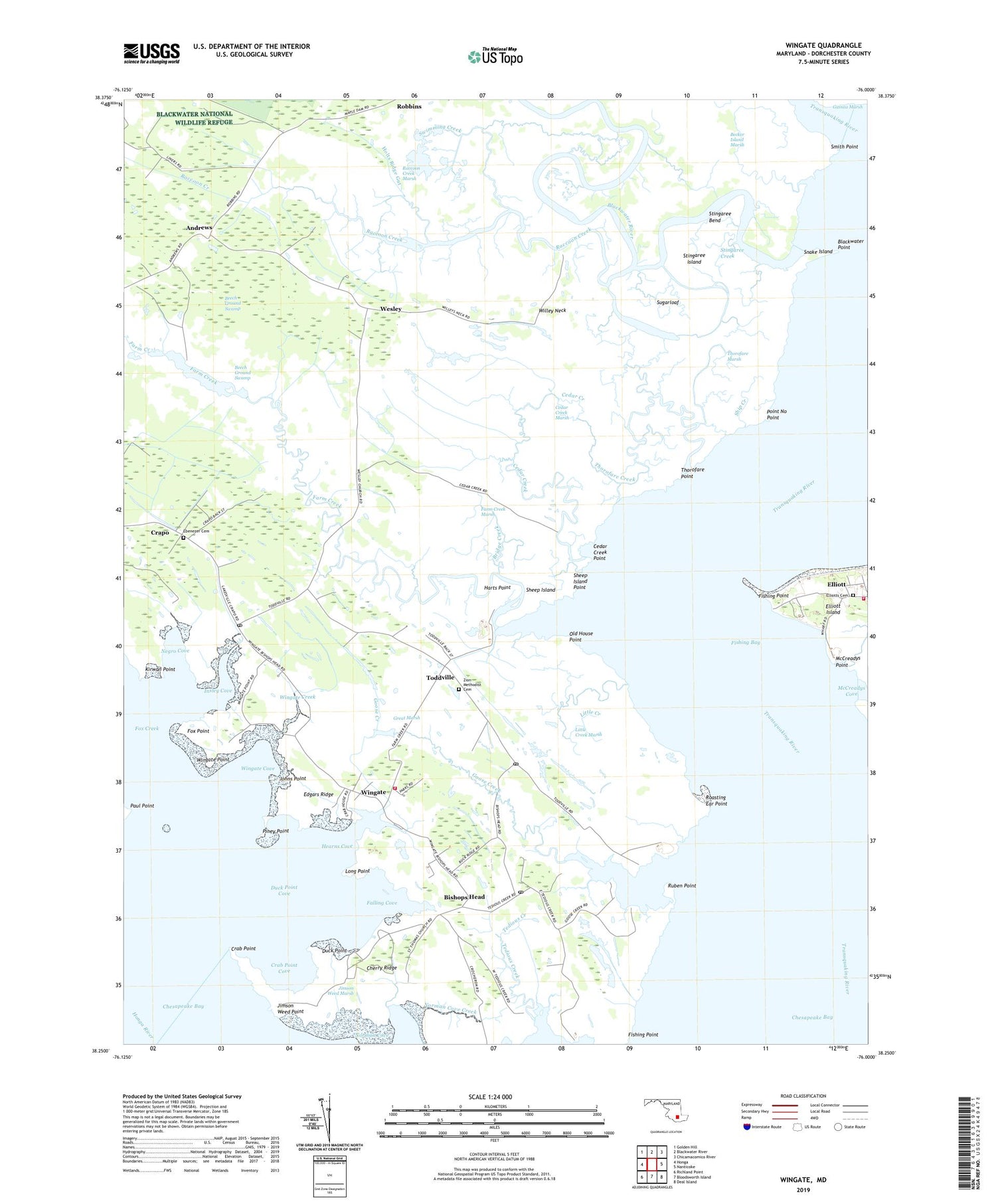 Wingate Maryland US Topo Map Image
