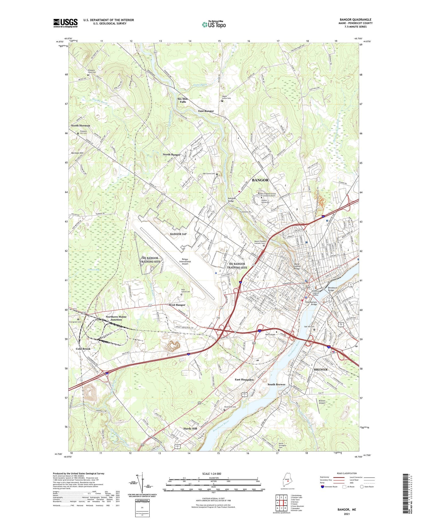 Bangor Maine US Topo Map Image