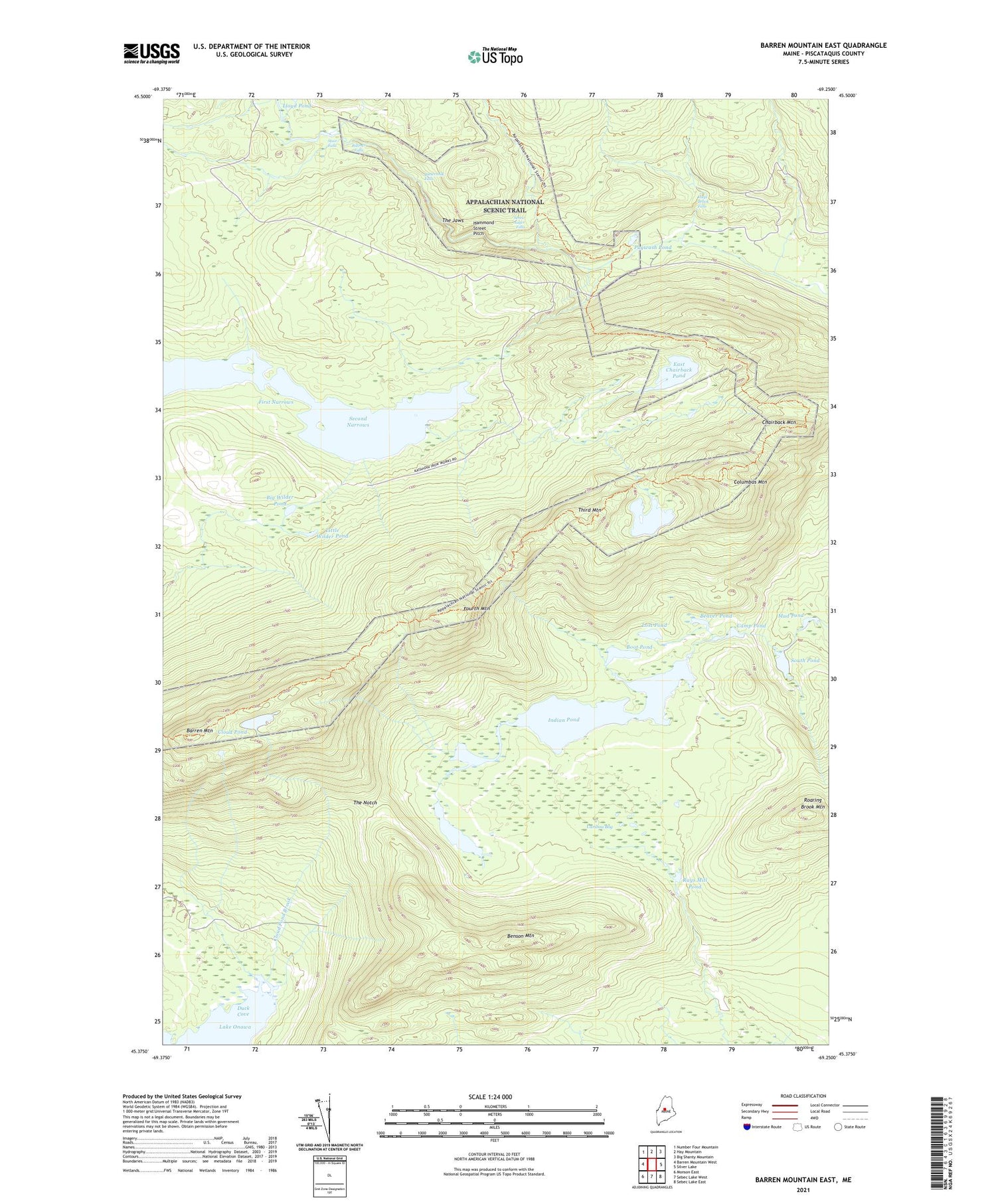 Barren Mountain East Maine US Topo Map Image