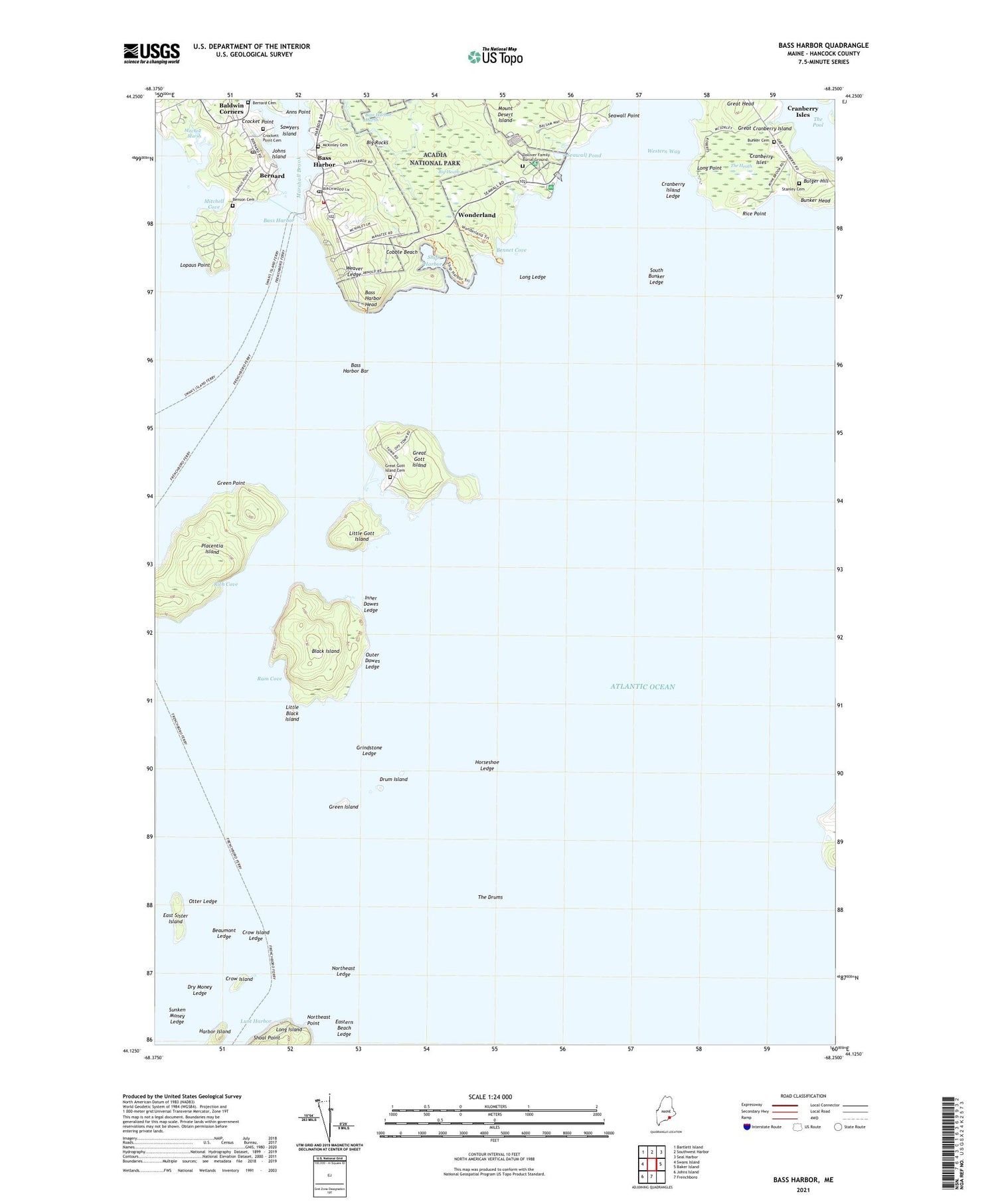 Bass Harbor Maine US Topo Map Image