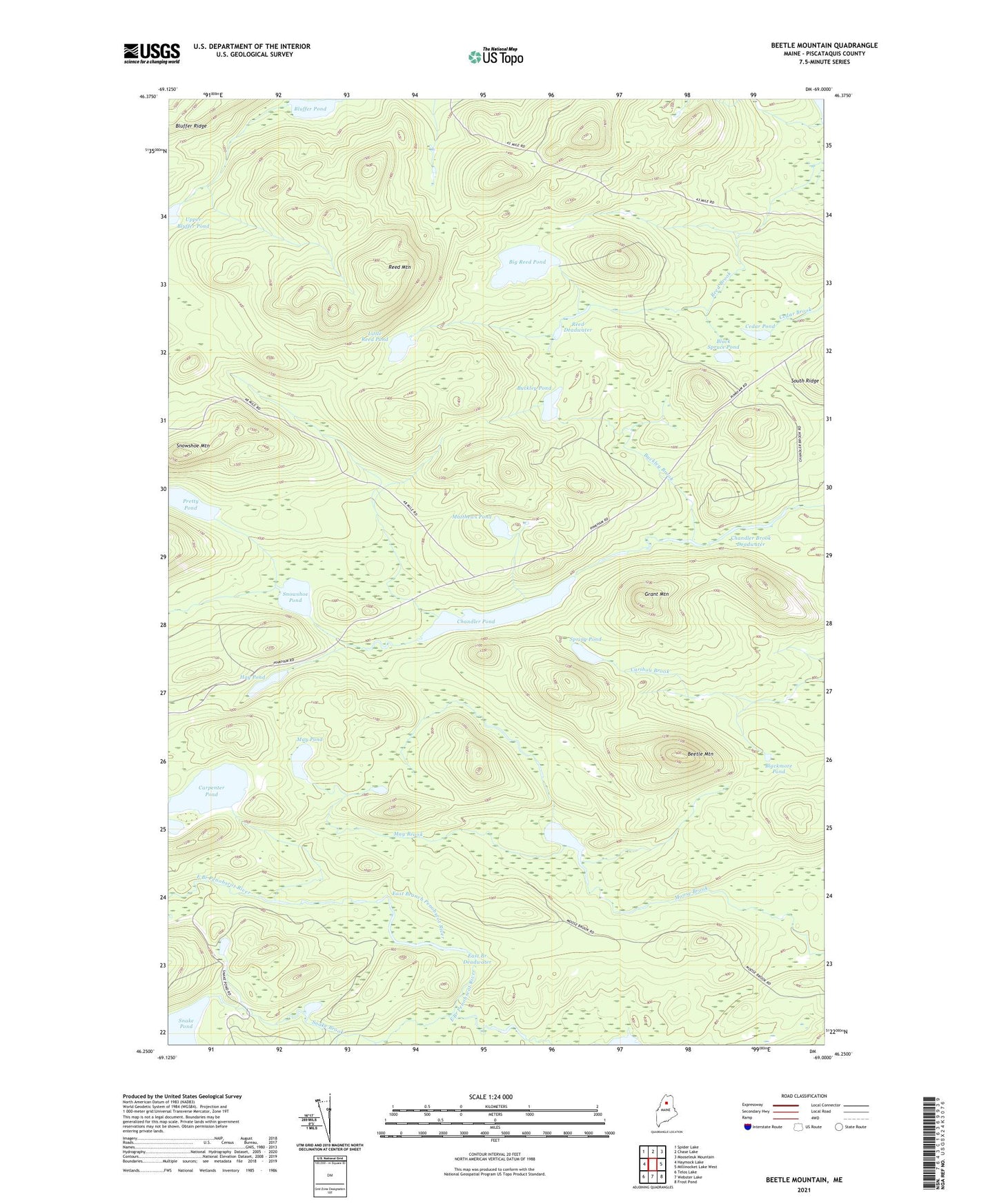 Beetle Mountain Maine US Topo Map Image