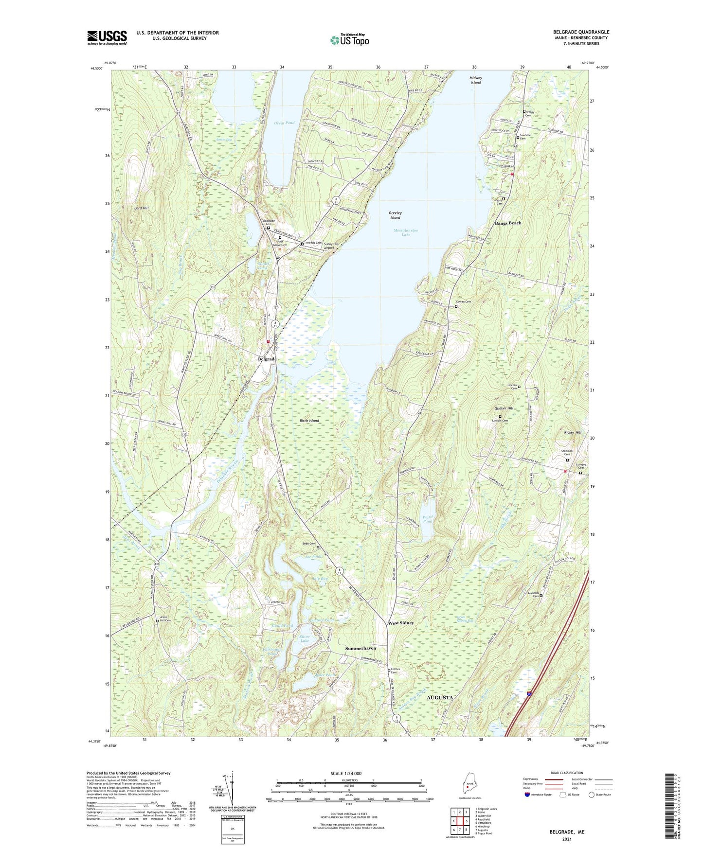Belgrade Maine US Topo Map Image