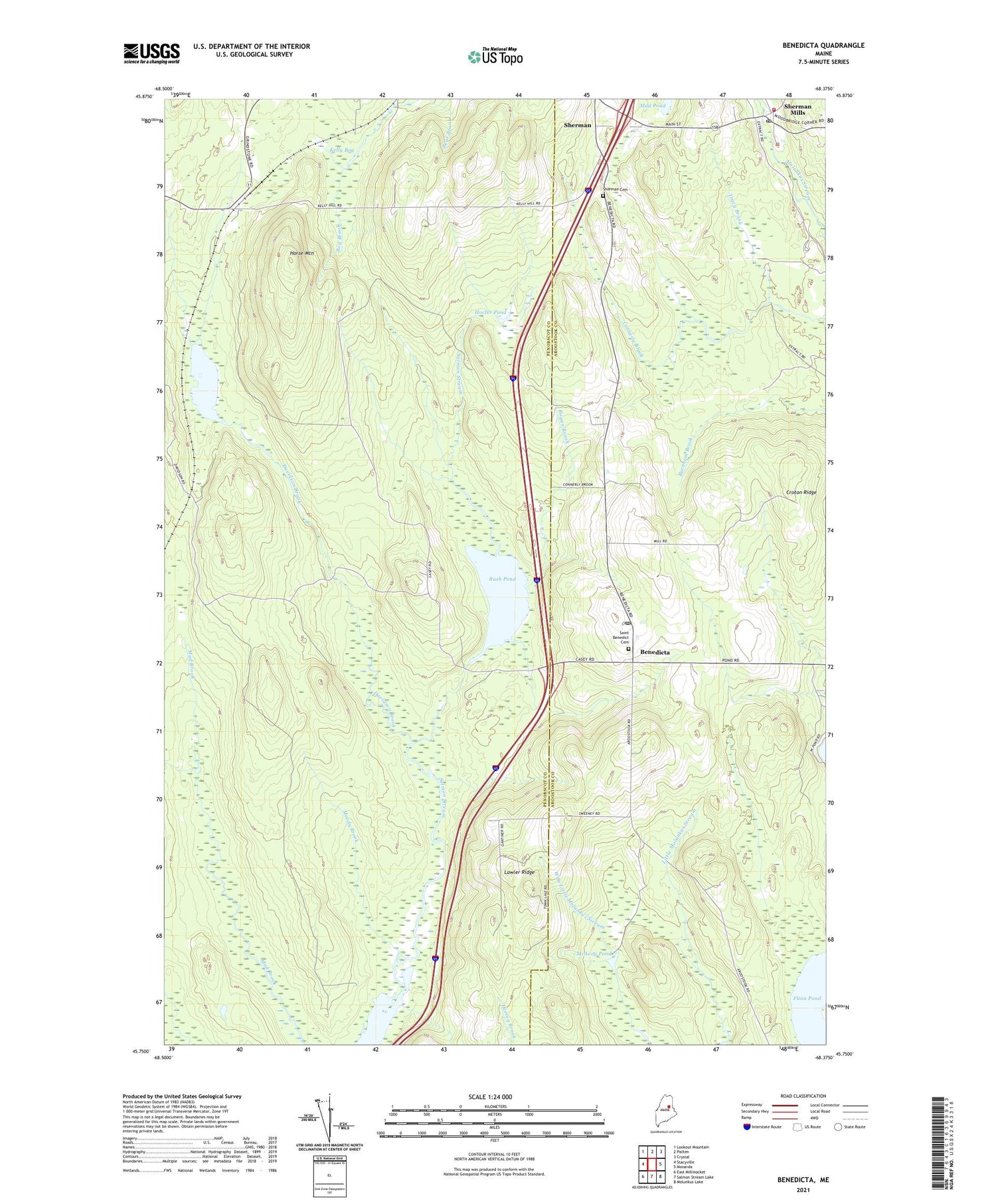 Benedicta Maine US Topo Map Image
