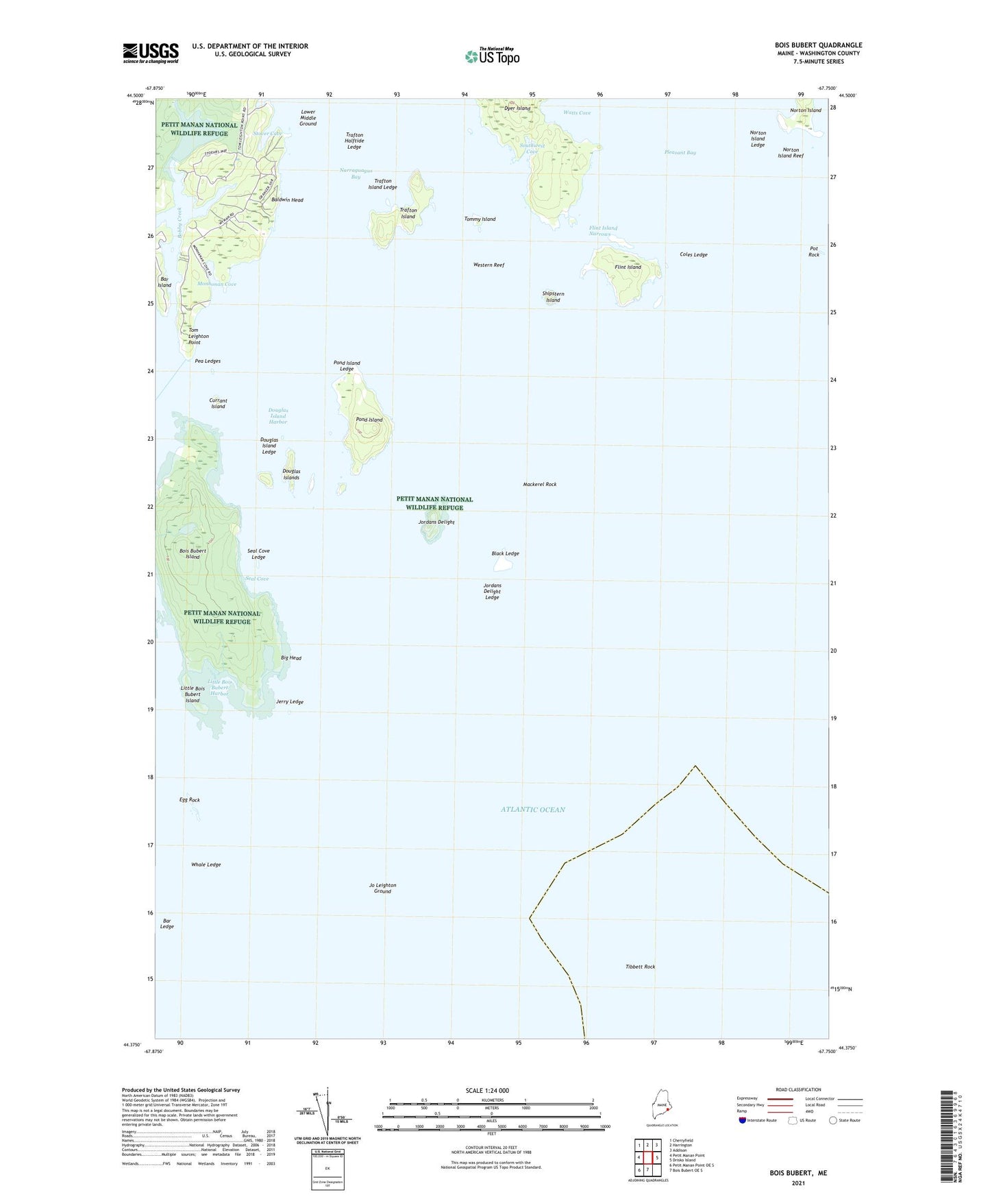 Bois Bubert Maine US Topo Map Image