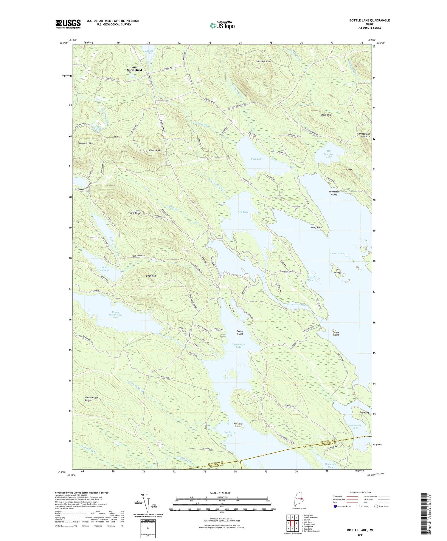 Bottle Lake Maine US Topo Map Image