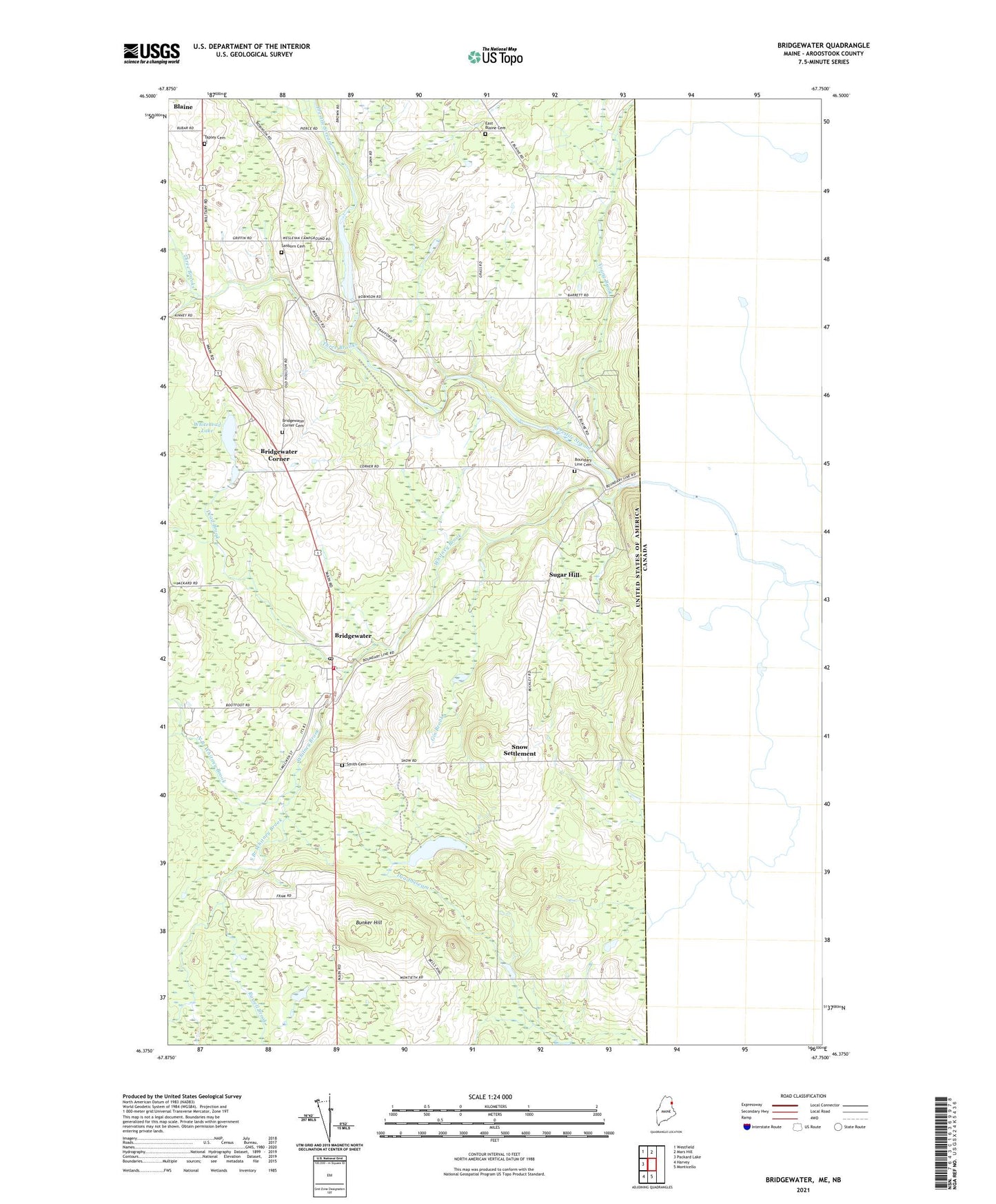 Bridgewater Maine US Topo Map Image