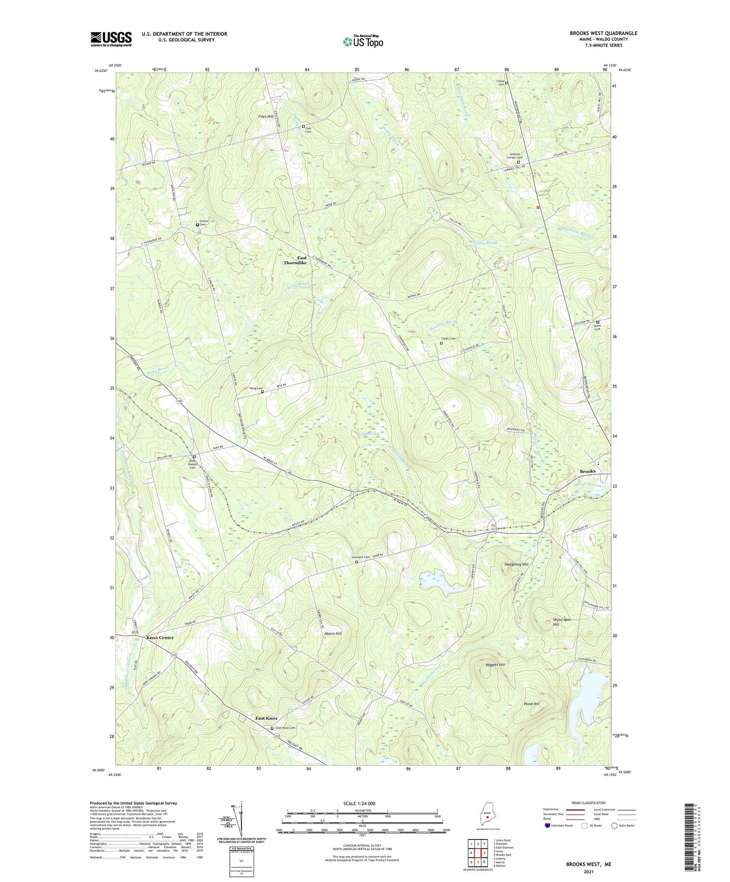 Brooks West Maine US Topo Map Image