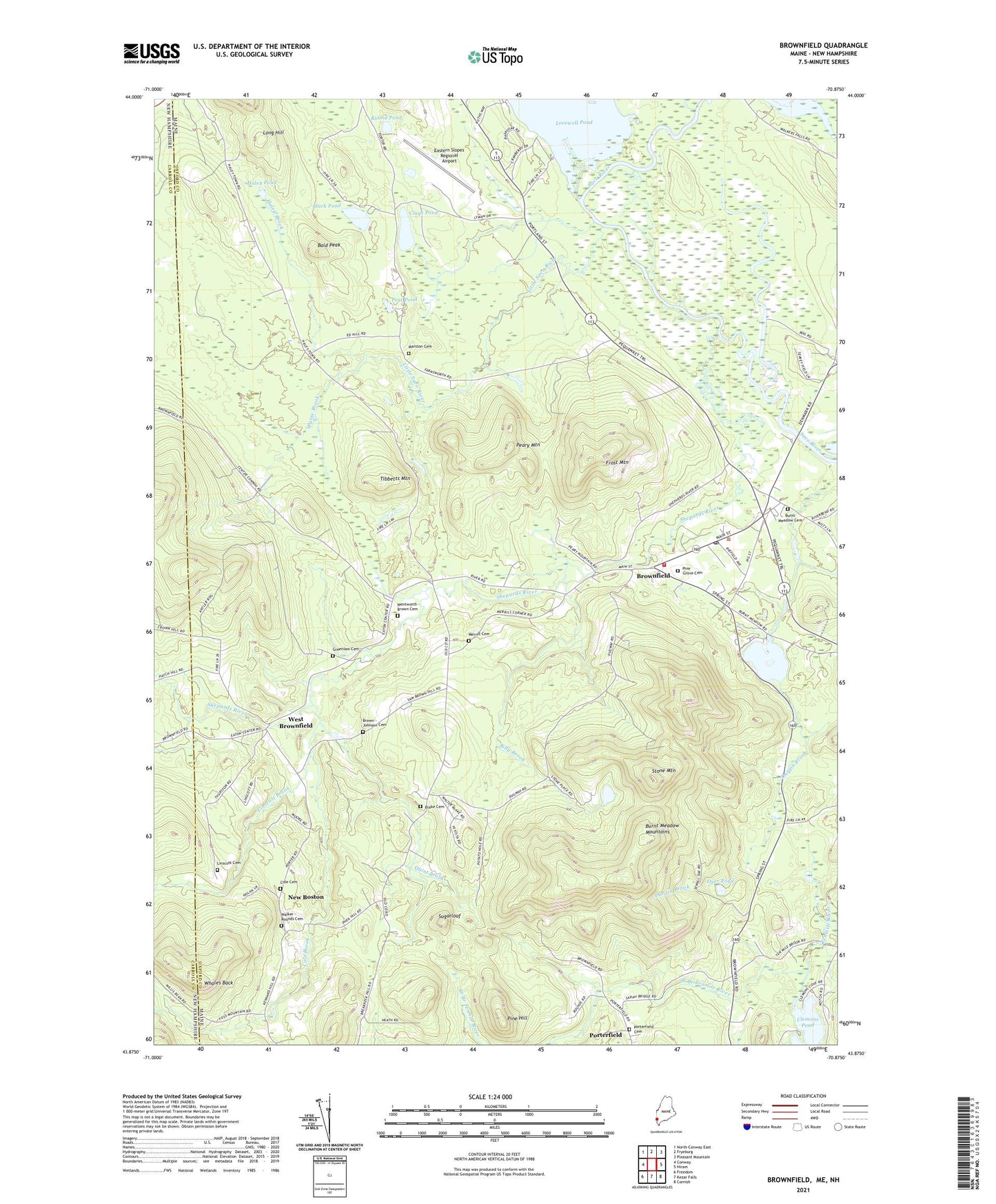 Brownfield Maine US Topo Map Image