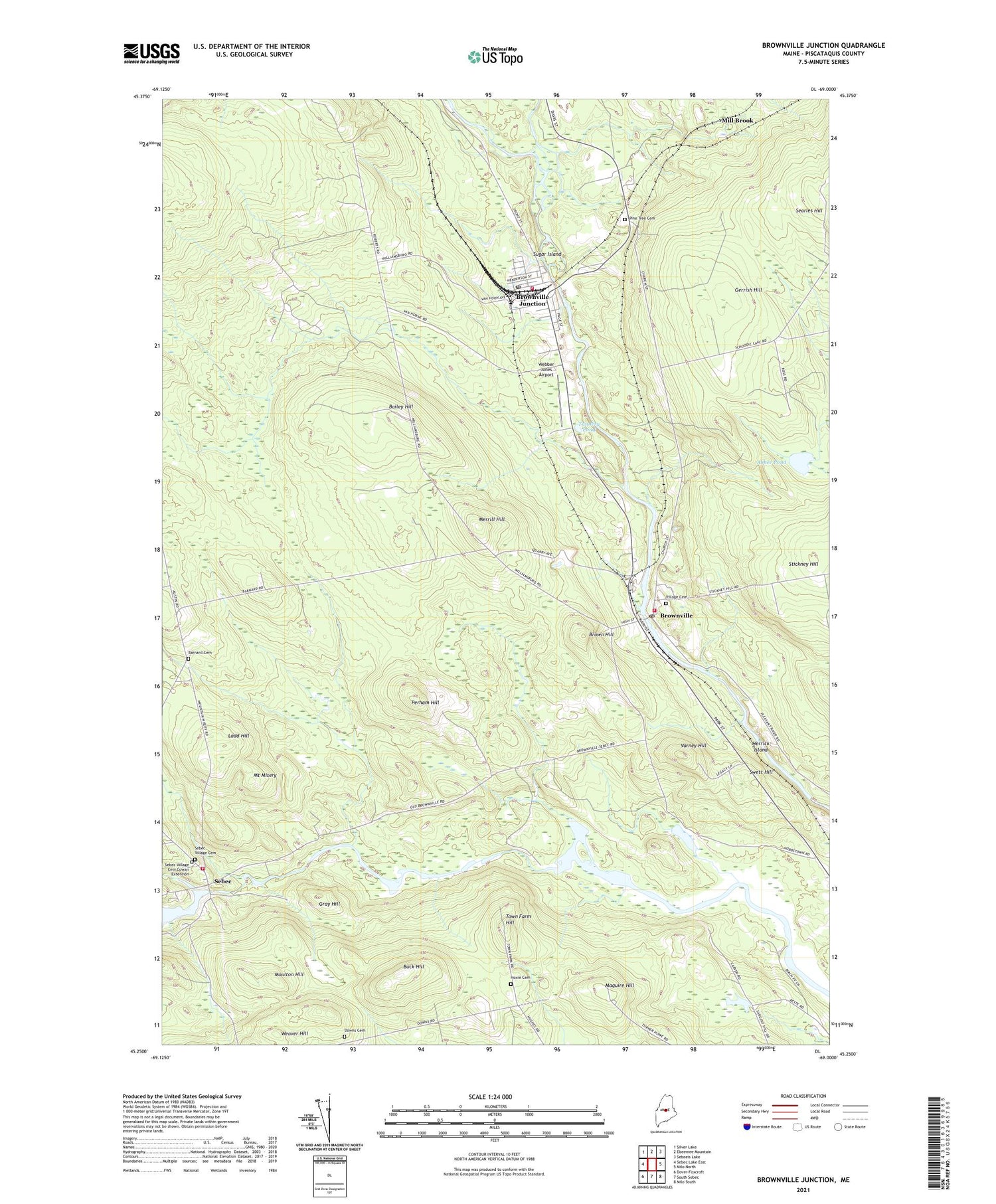 Brownville Junction Maine US Topo Map Image