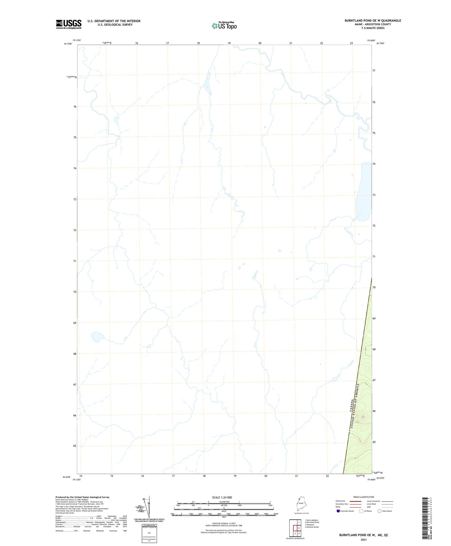 Burntland Pond OE W Maine US Topo Map Image