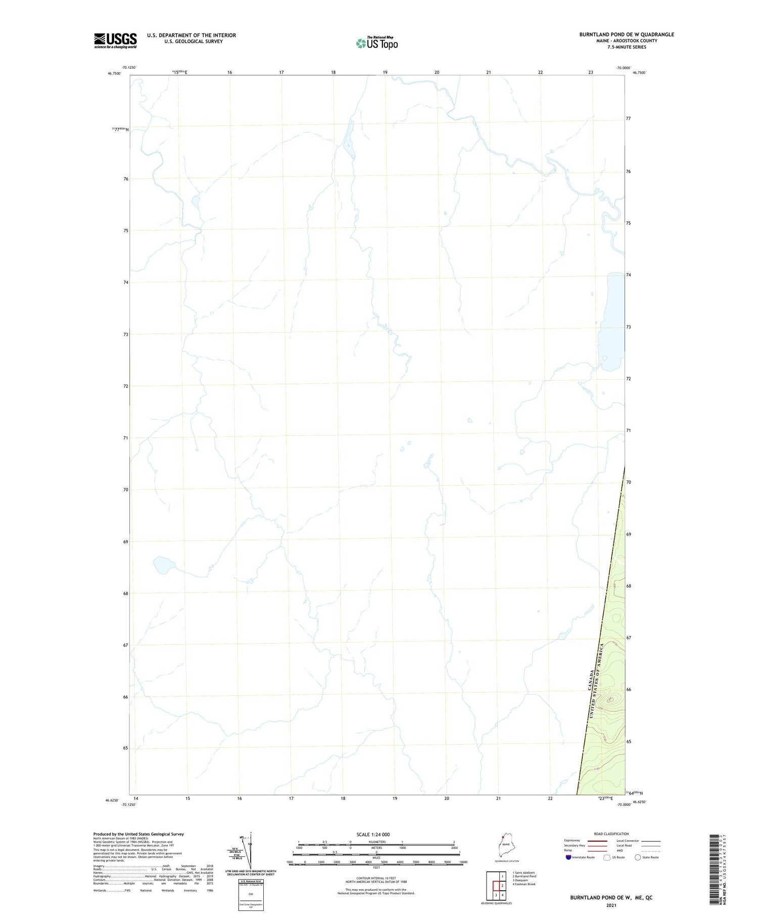 Burntland Pond OE W Maine US Topo Map Image