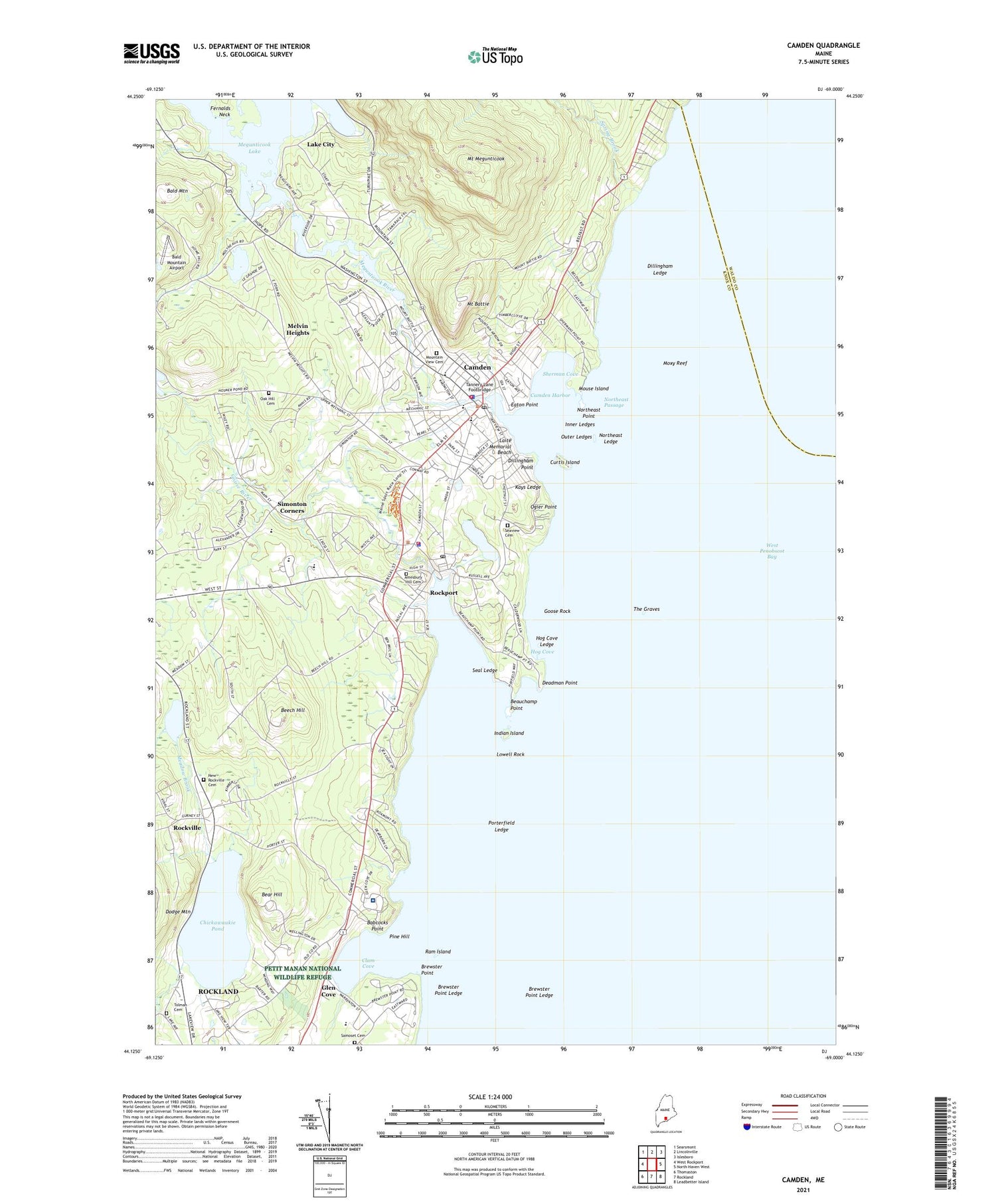 Camden Maine US Topo Map Image