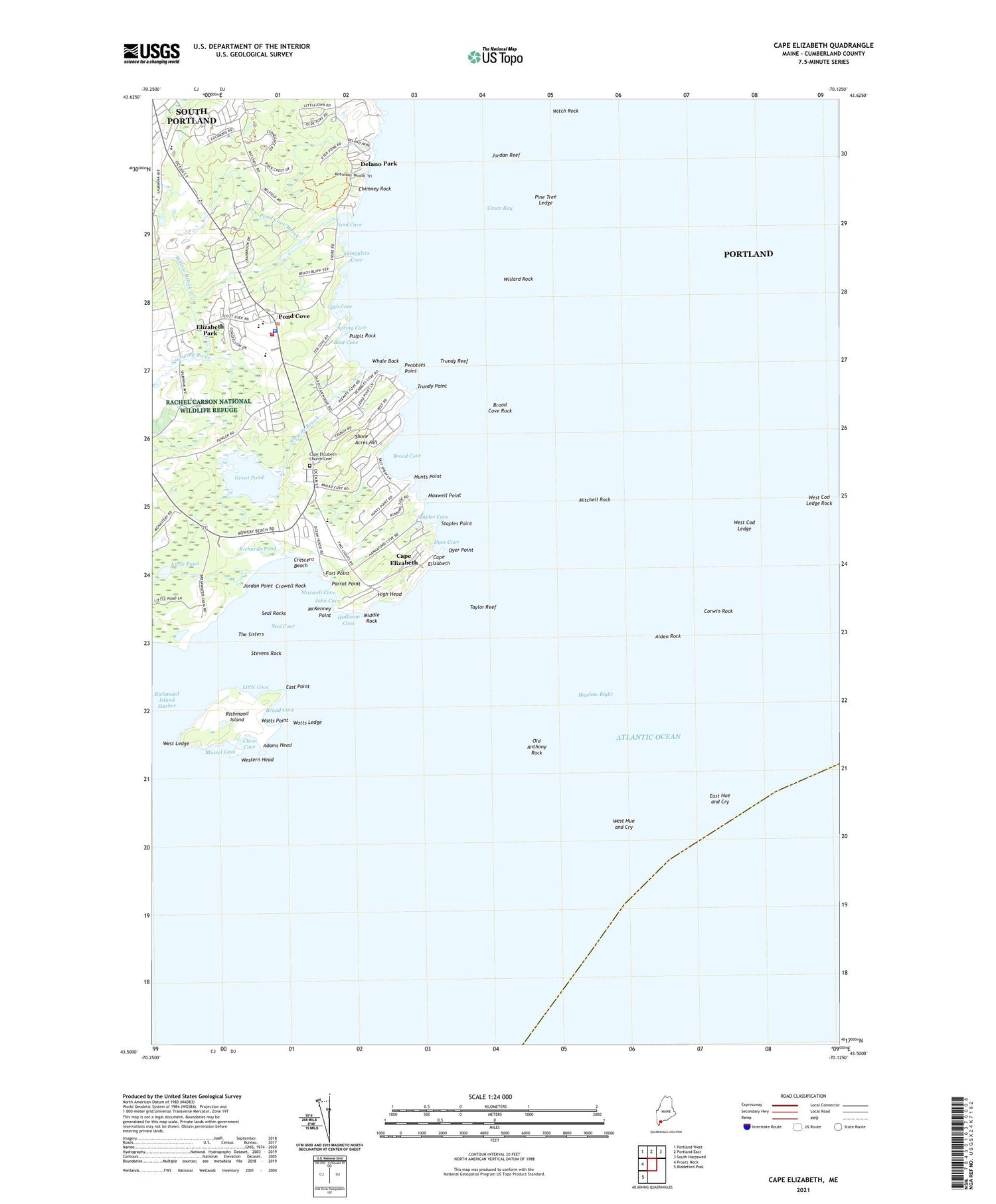 Cape Elizabeth Maine US Topo Map Image