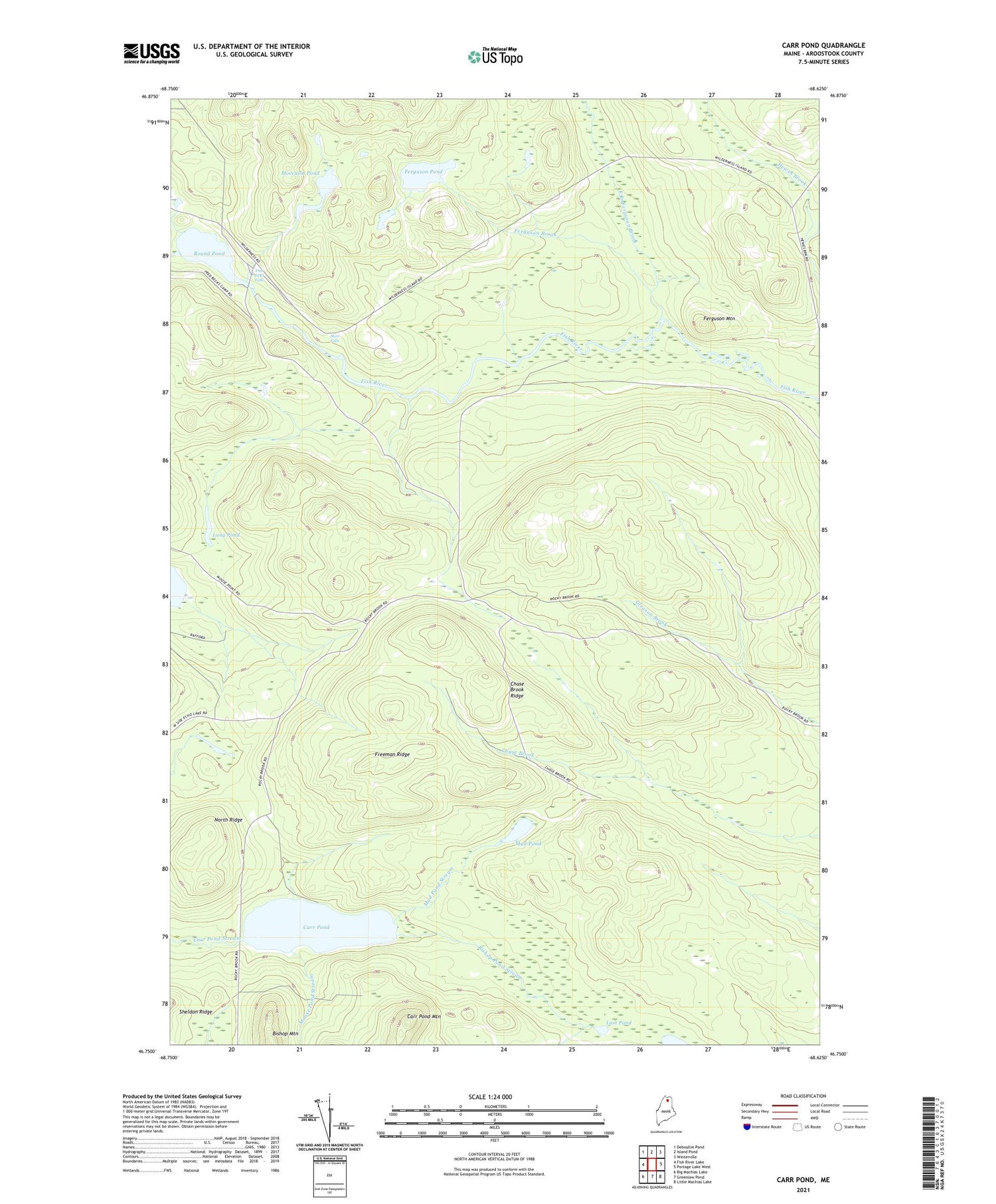 Carr Pond Maine US Topo Map Image