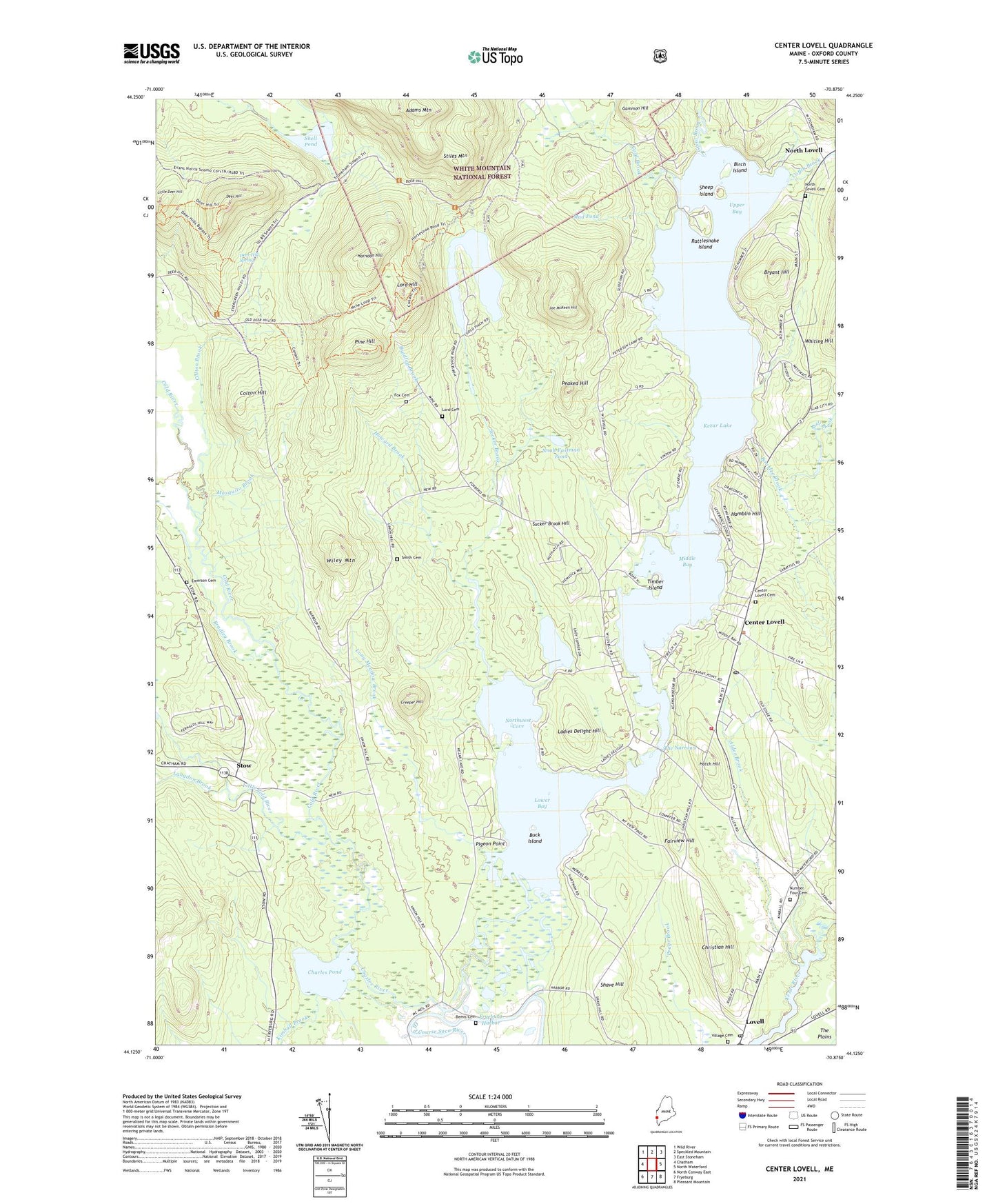 Center Lovell Maine US Topo Map Image
