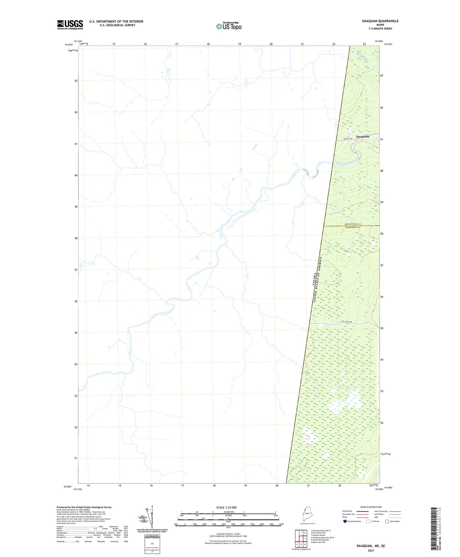 Daaquam Maine US Topo Map Image
