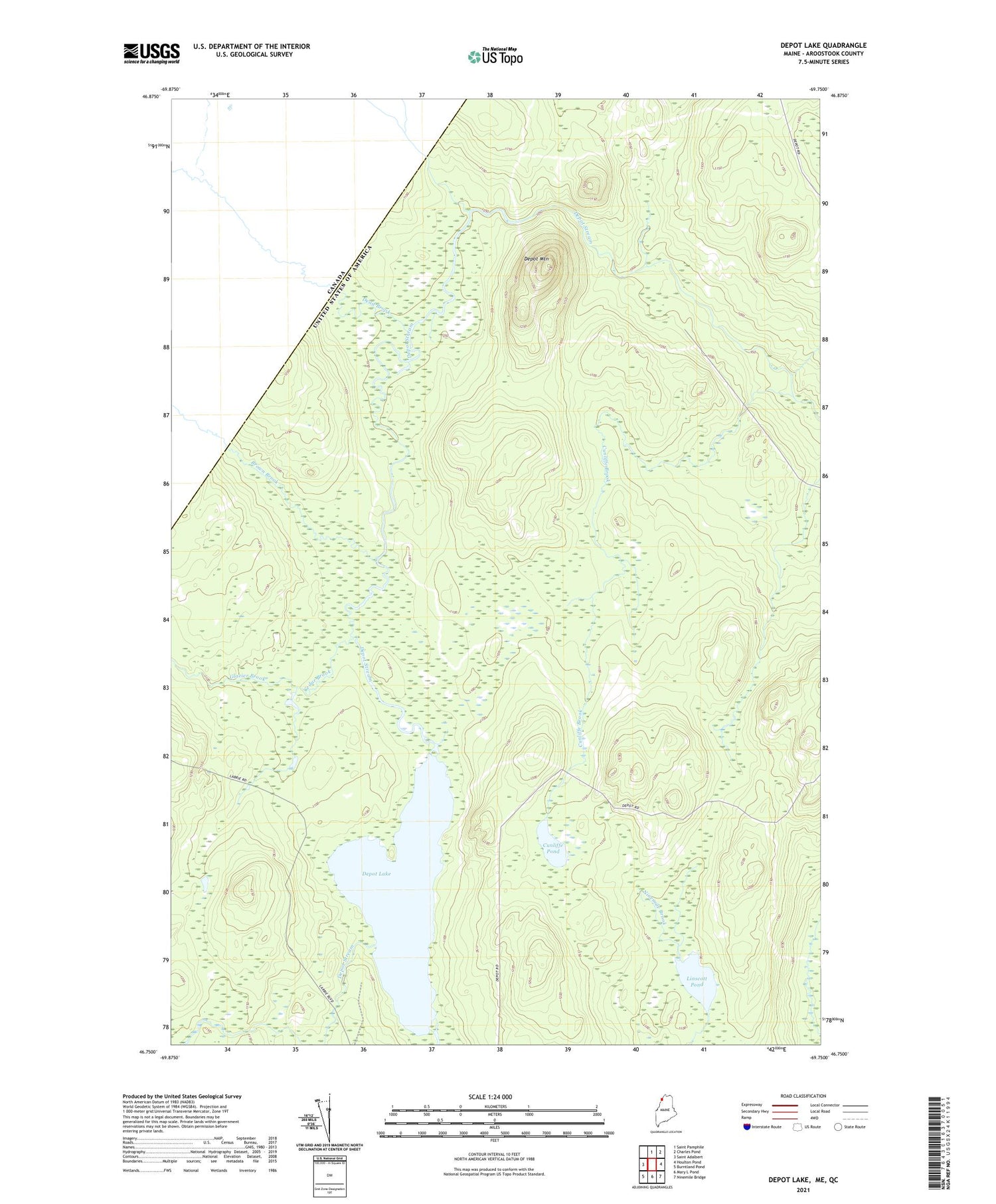 Depot Lake Maine US Topo Map Image