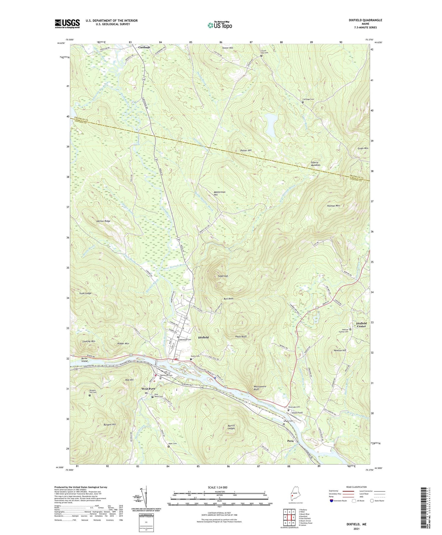 Dixfield Maine US Topo Map Image