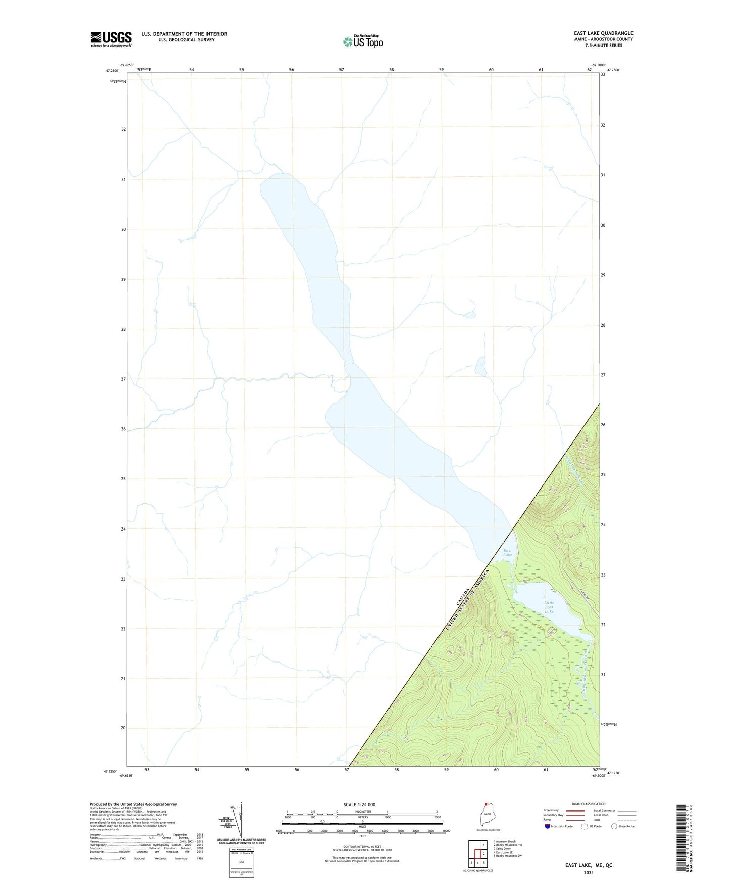 East Lake Maine US Topo Map Image