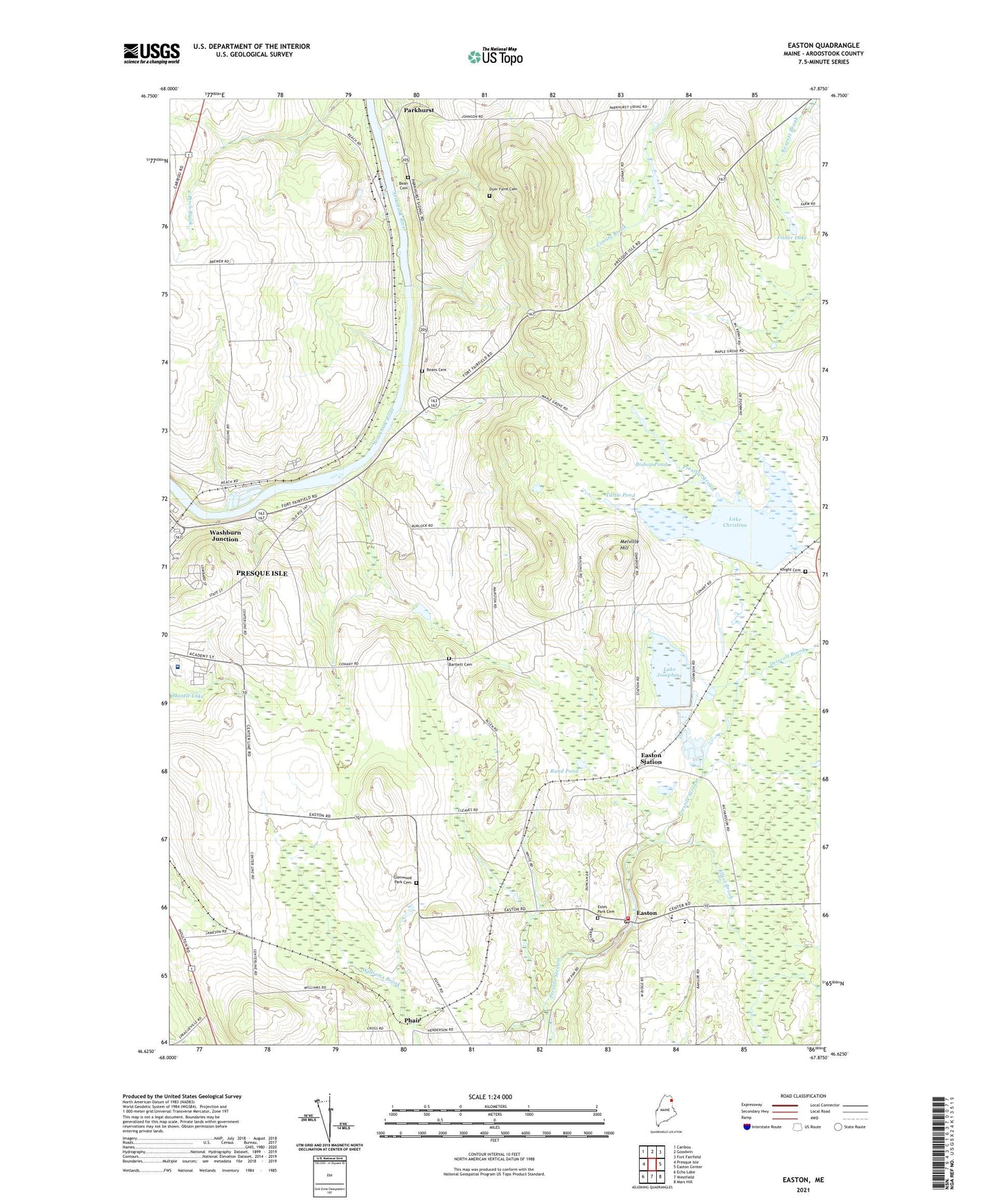 Easton Maine US Topo Map Image