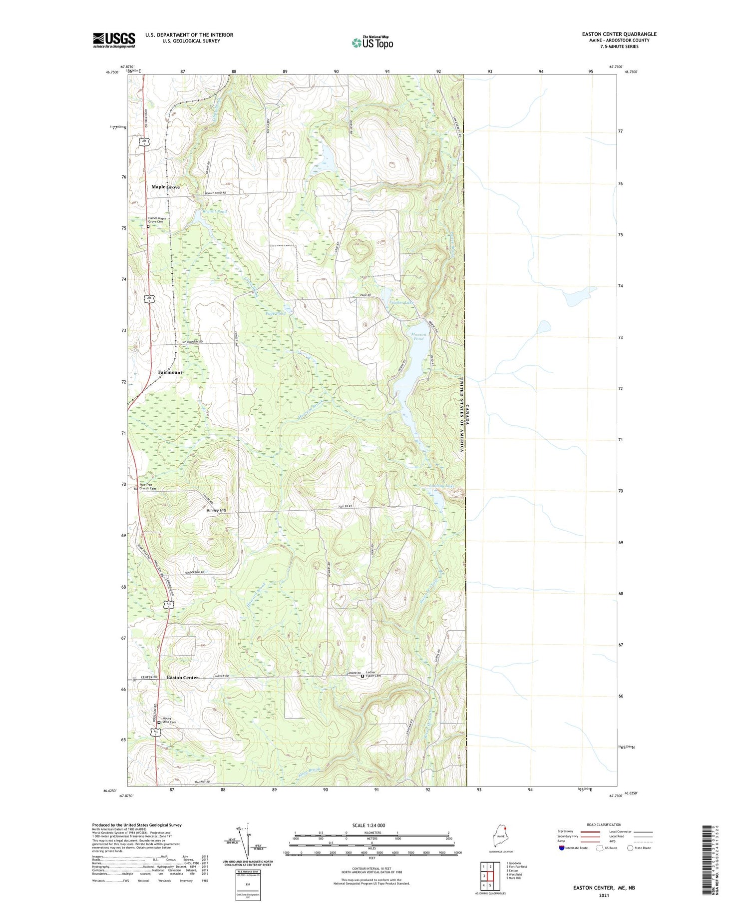Easton Center Maine US Topo Map Image