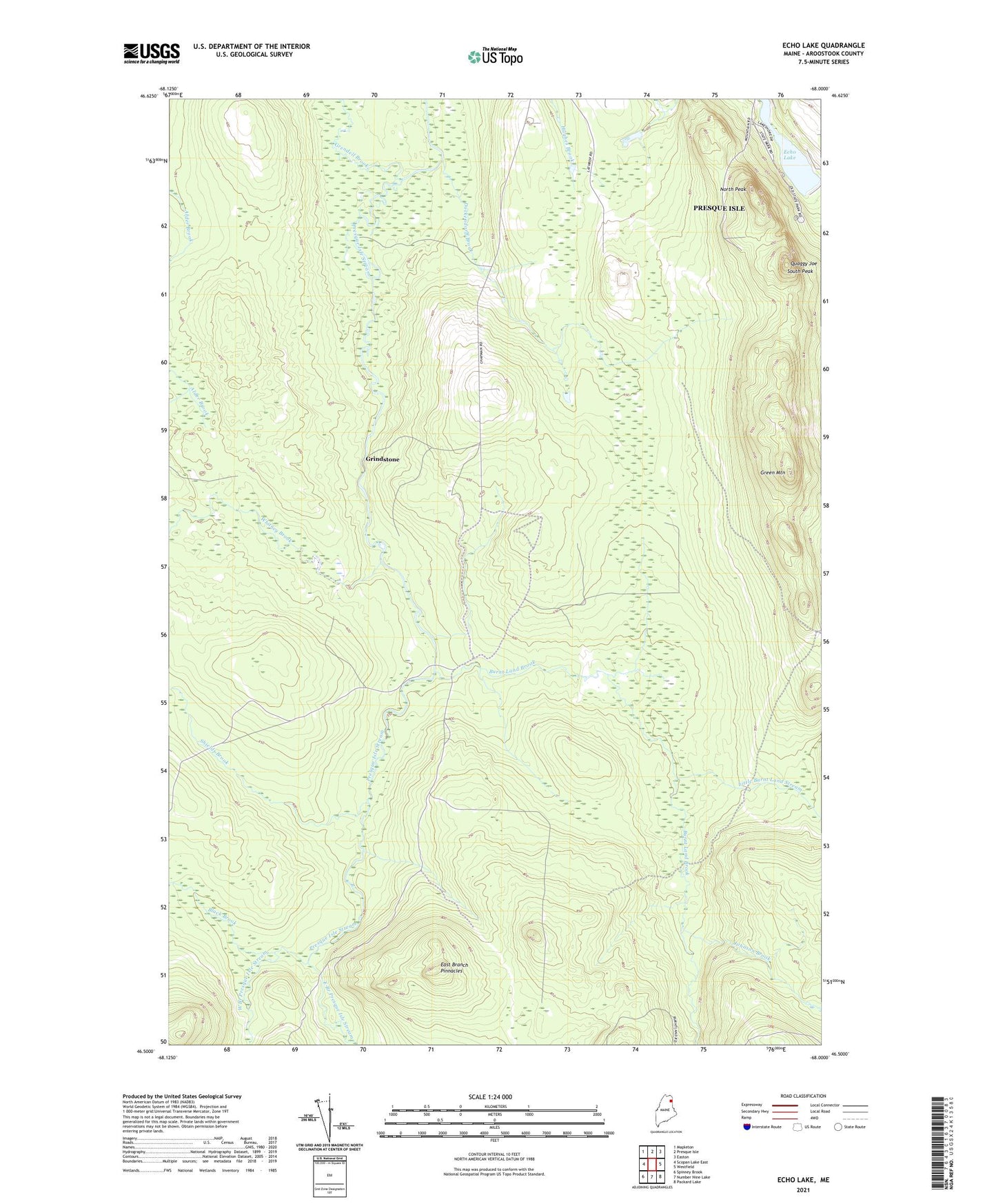 Echo Lake Maine US Topo Map Image