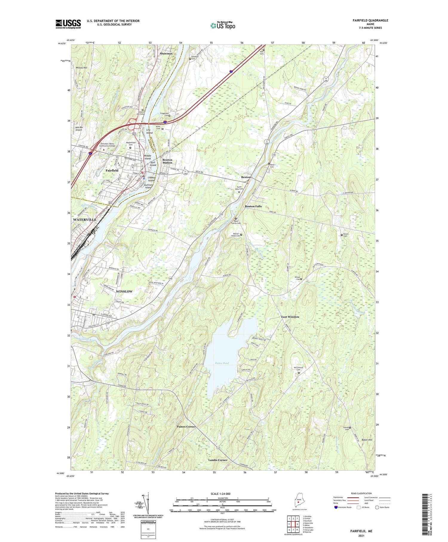 Fairfield Maine US Topo Map Image