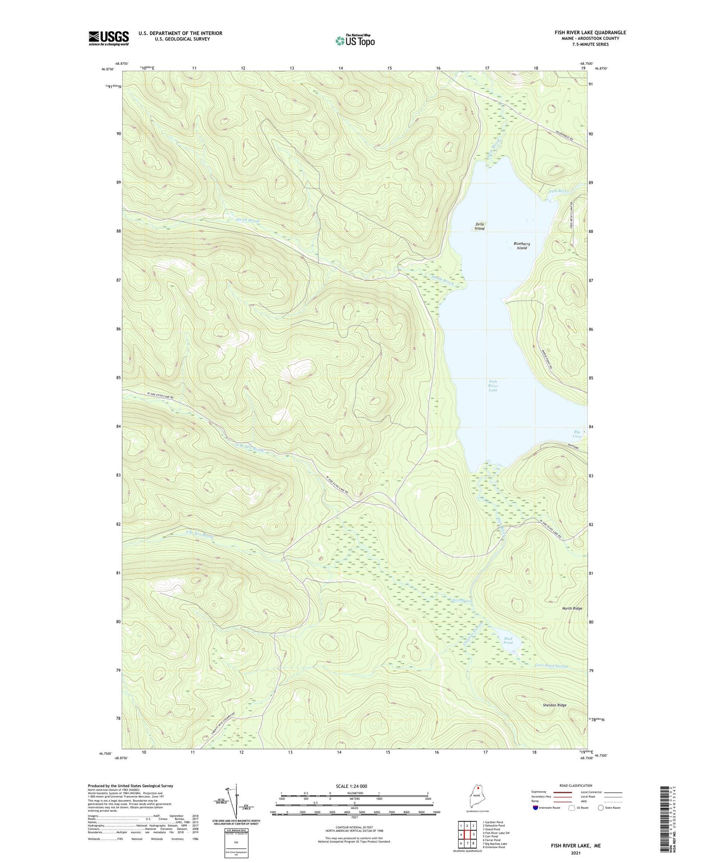Fish River Lake Maine US Topo Map Image