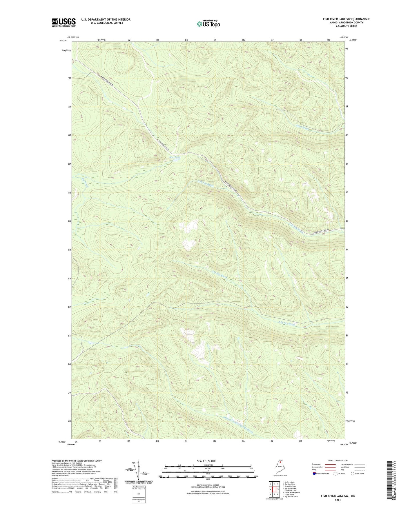 Fish River Lake SW Maine US Topo Map Image