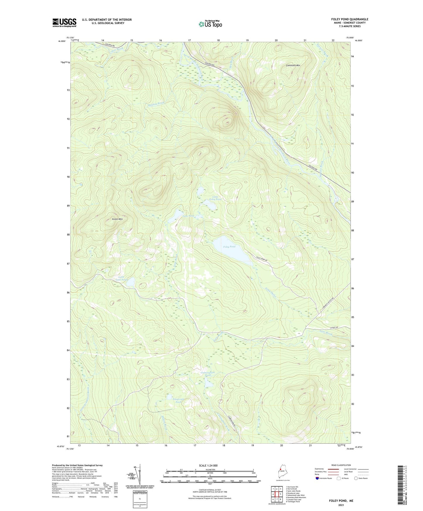 Foley Pond Maine US Topo Map Image