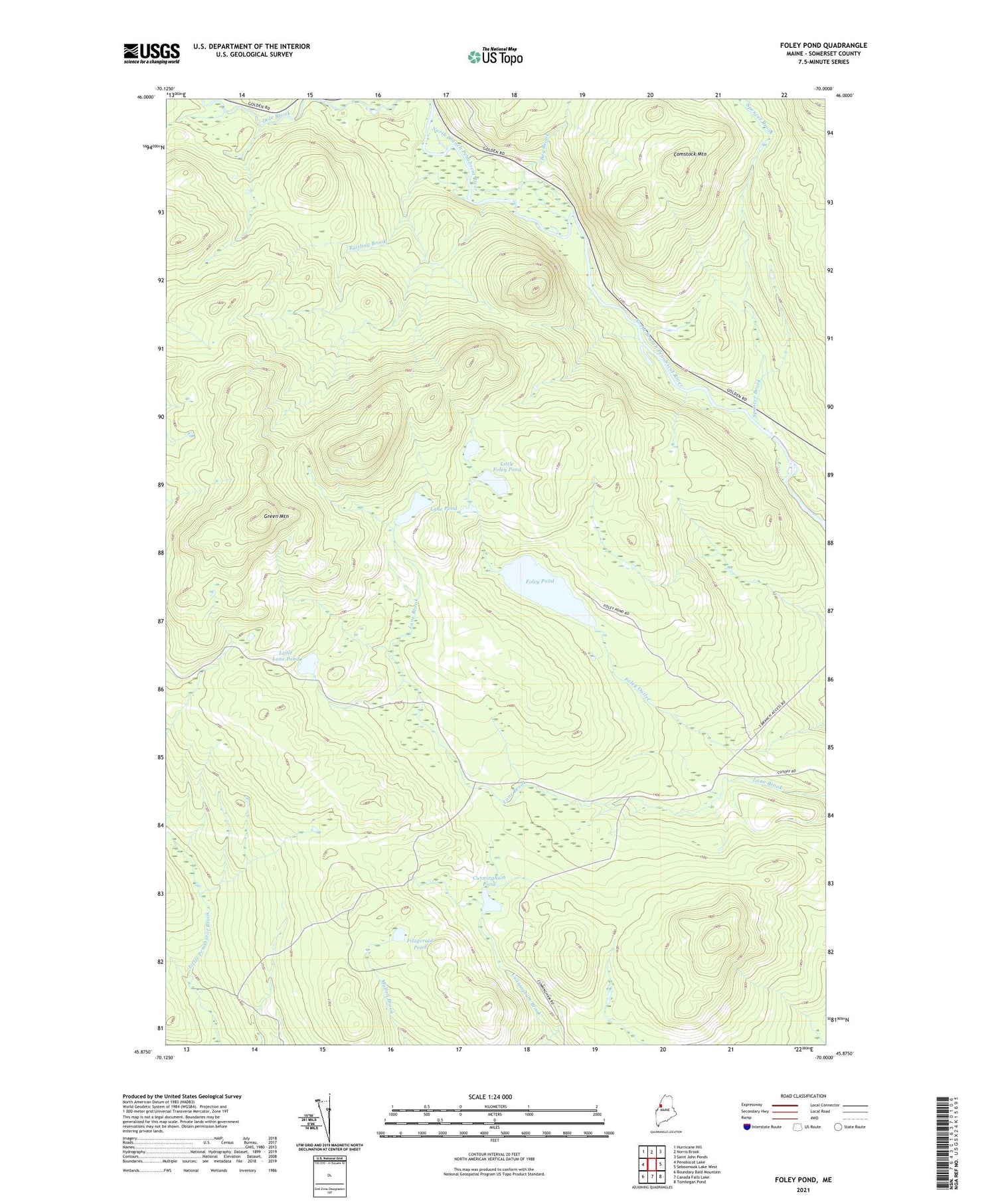 Foley Pond Maine US Topo Map Image