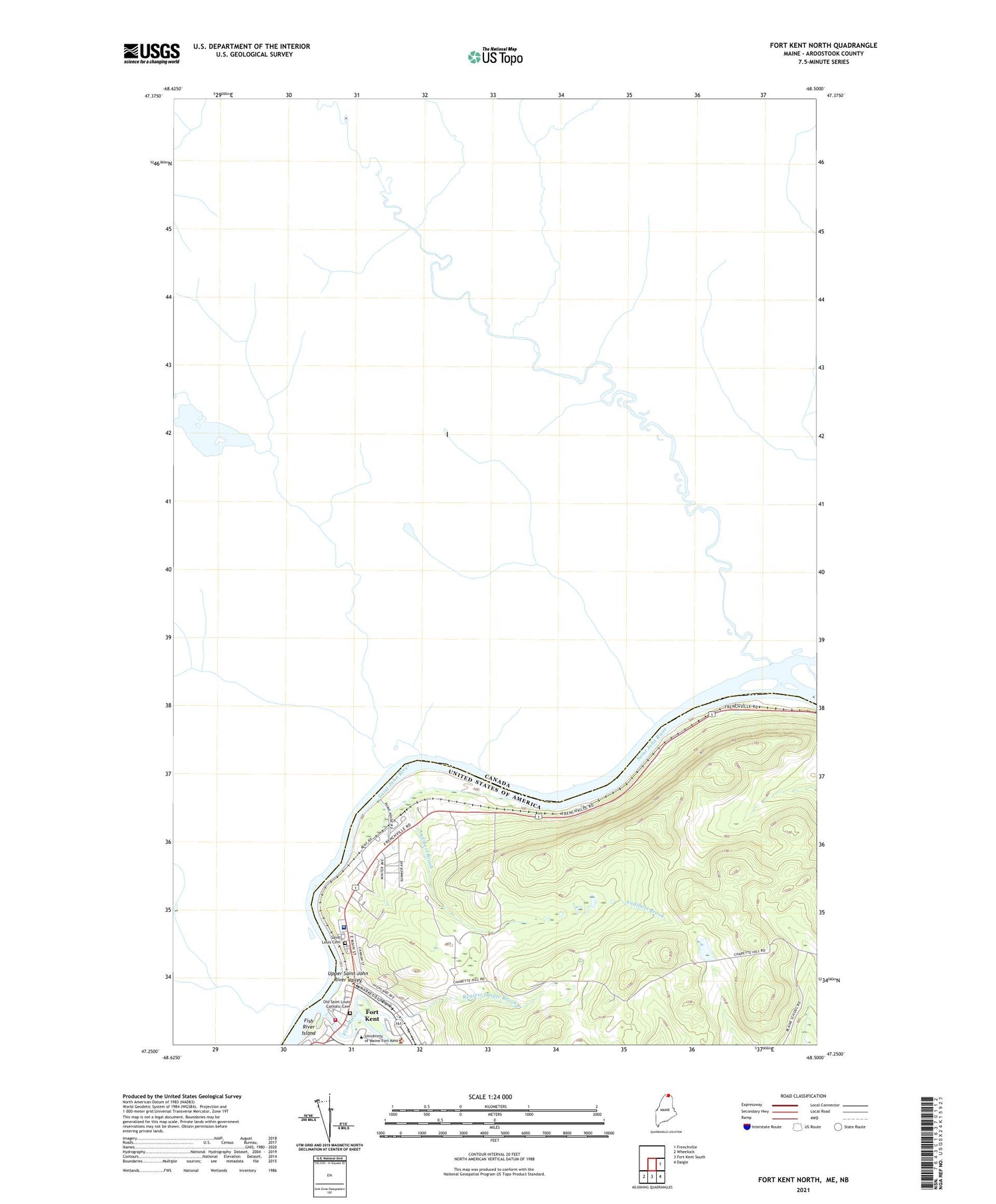 Fort Kent North Maine US Topo Map Image
