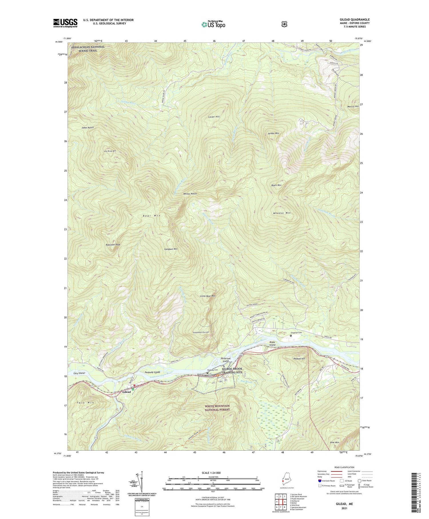 Gilead Maine US Topo Map Image
