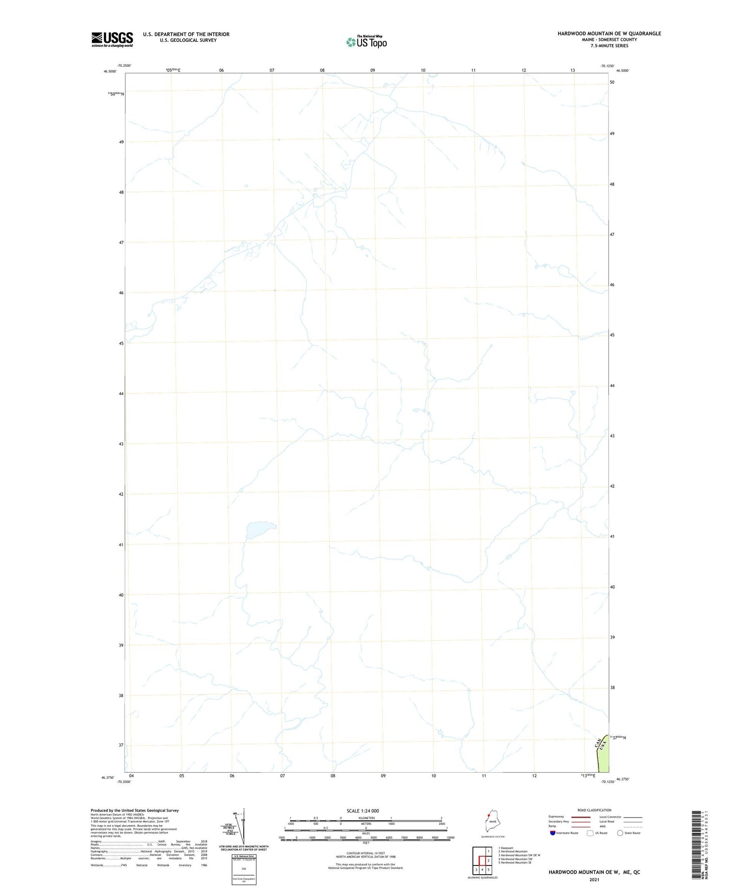 Hardwood Mountain OE W Maine US Topo Map Image