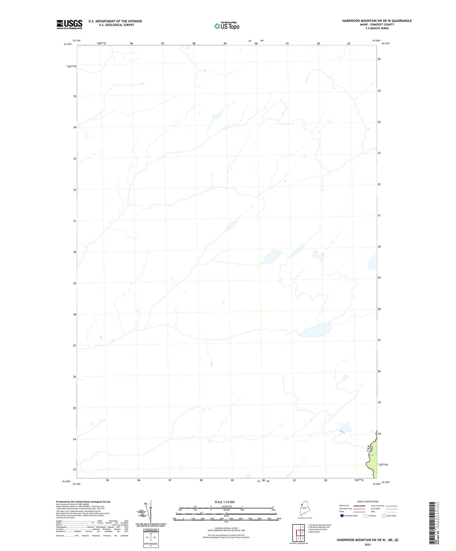 Hardwood Mountain SW OE W Maine US Topo Map Image