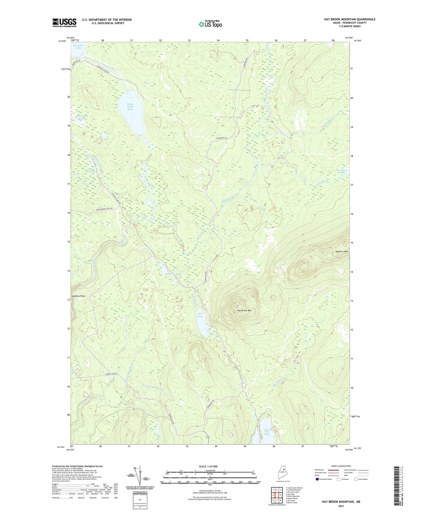 Hay Brook Mountain Maine US Topo Map Image