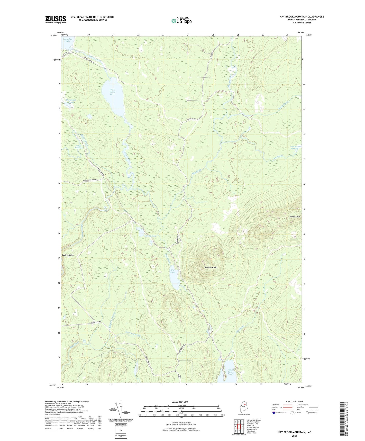 Hay Brook Mountain Maine US Topo Map Image