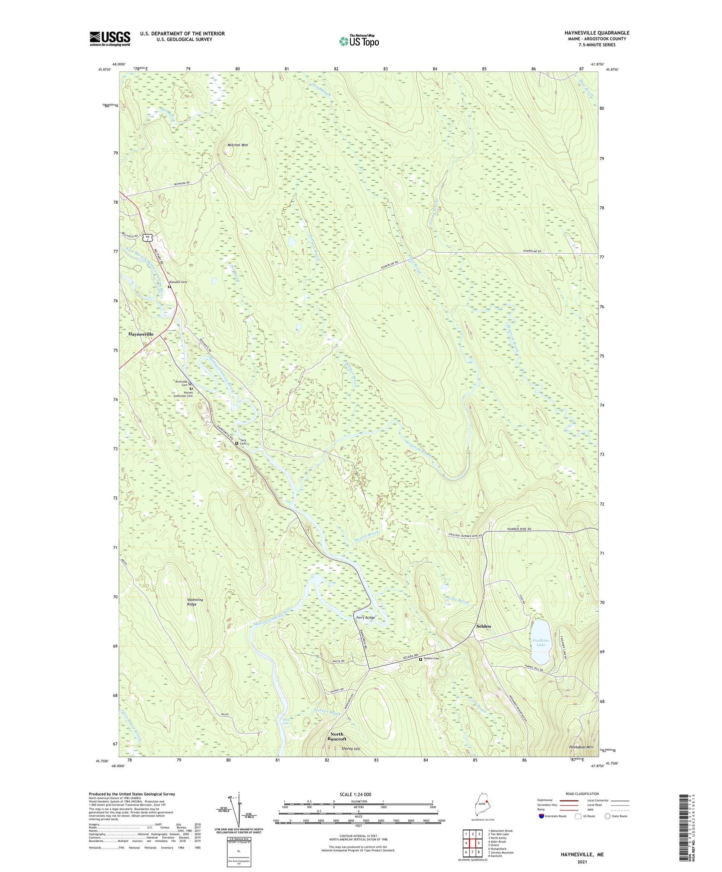 Haynesville Maine US Topo Map Image