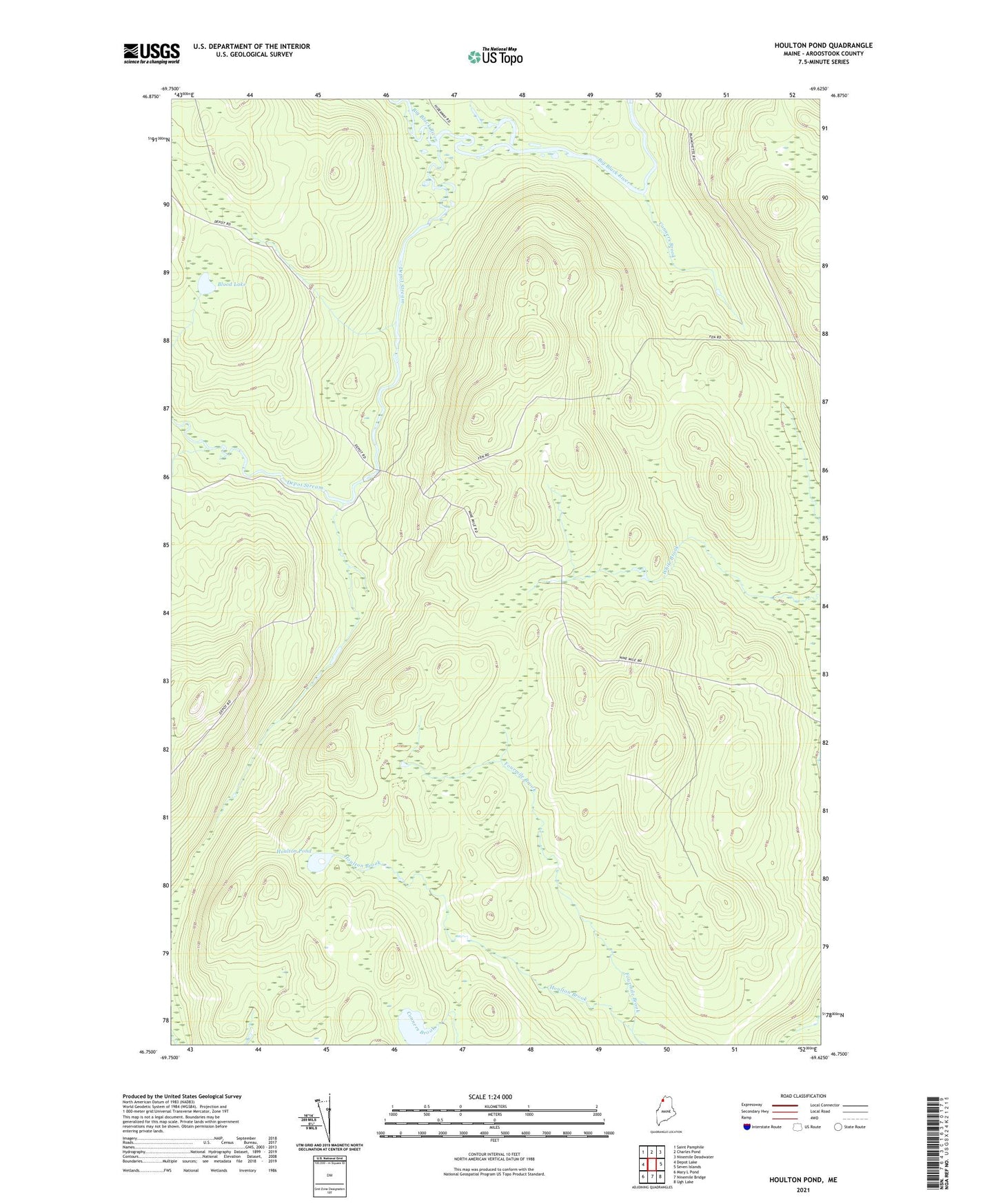 Houlton Pond Maine US Topo Map Image