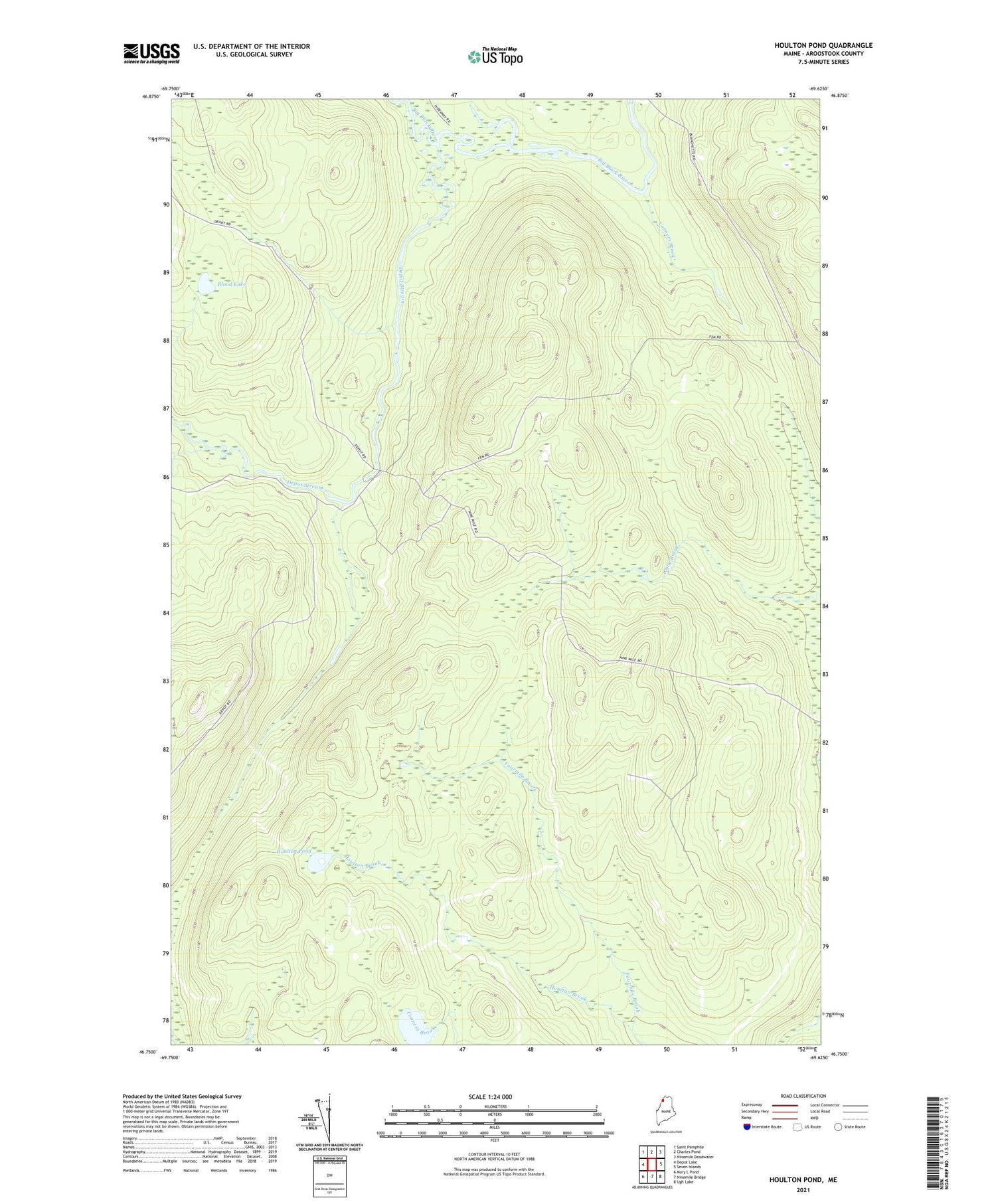 Houlton Pond Maine US Topo Map Image