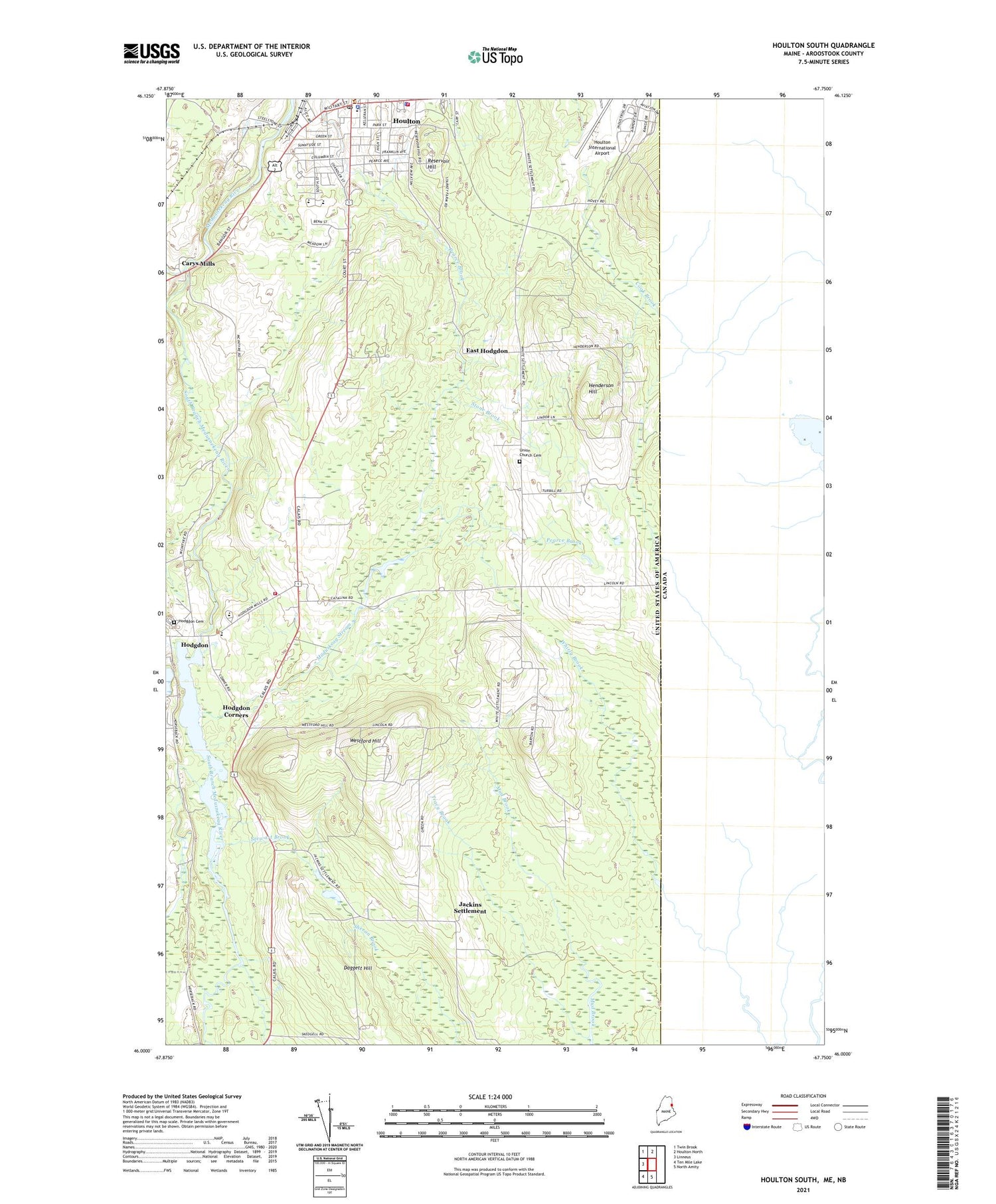 Houlton South Maine US Topo Map Image