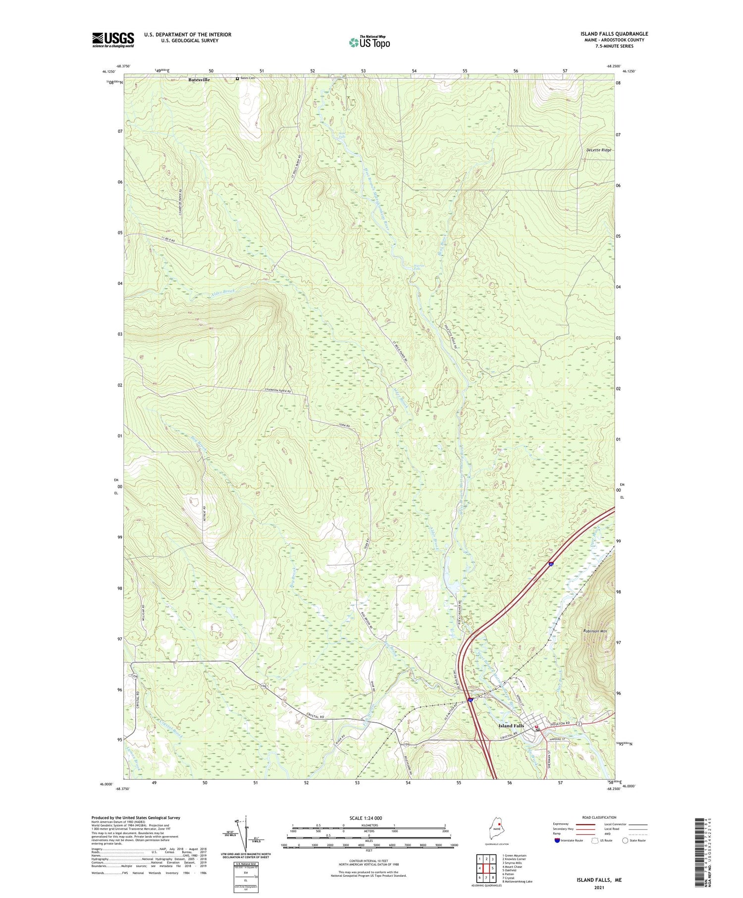 Island Falls Maine US Topo Map Image