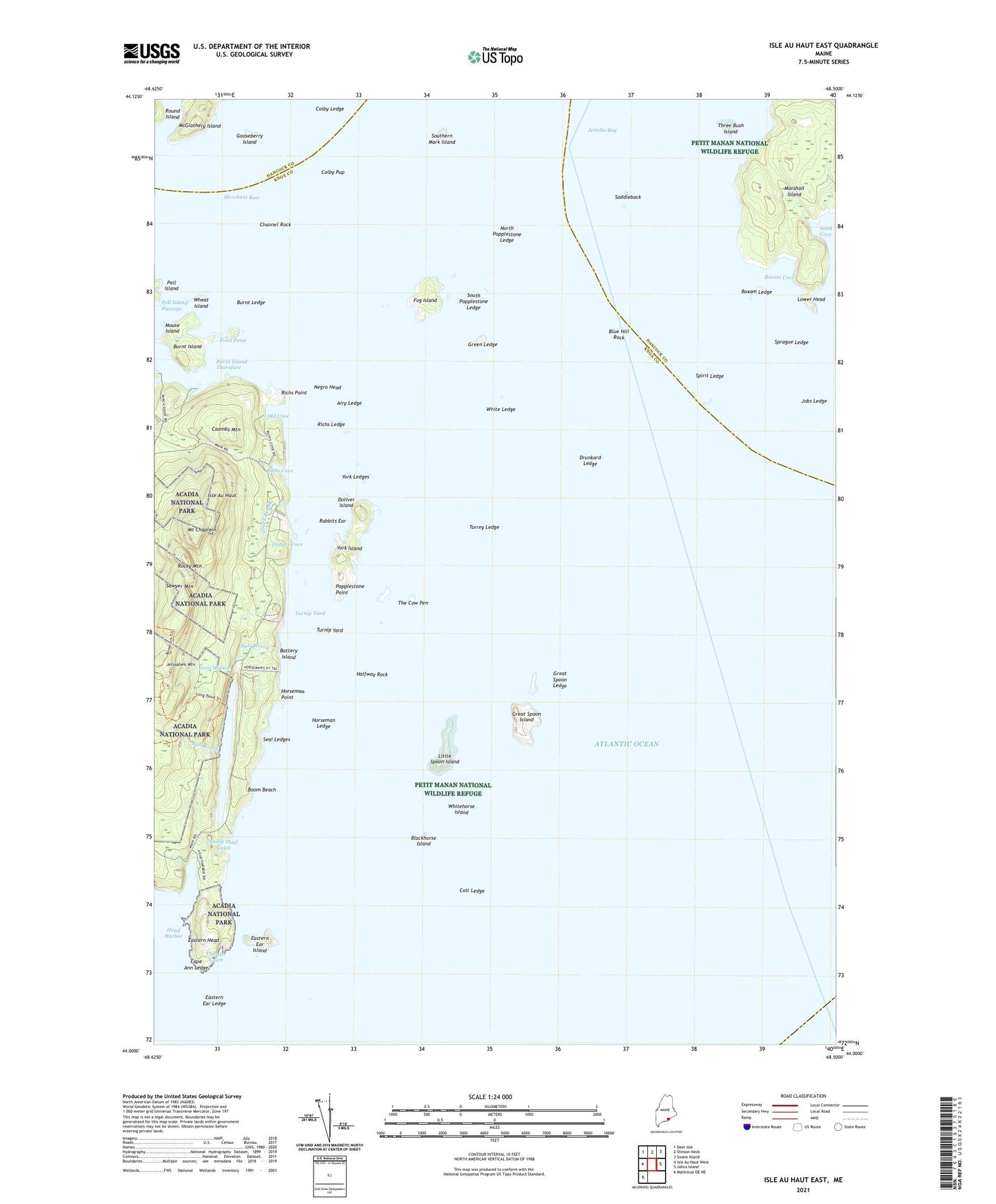 Isle Au Haut East Maine US Topo Map Image