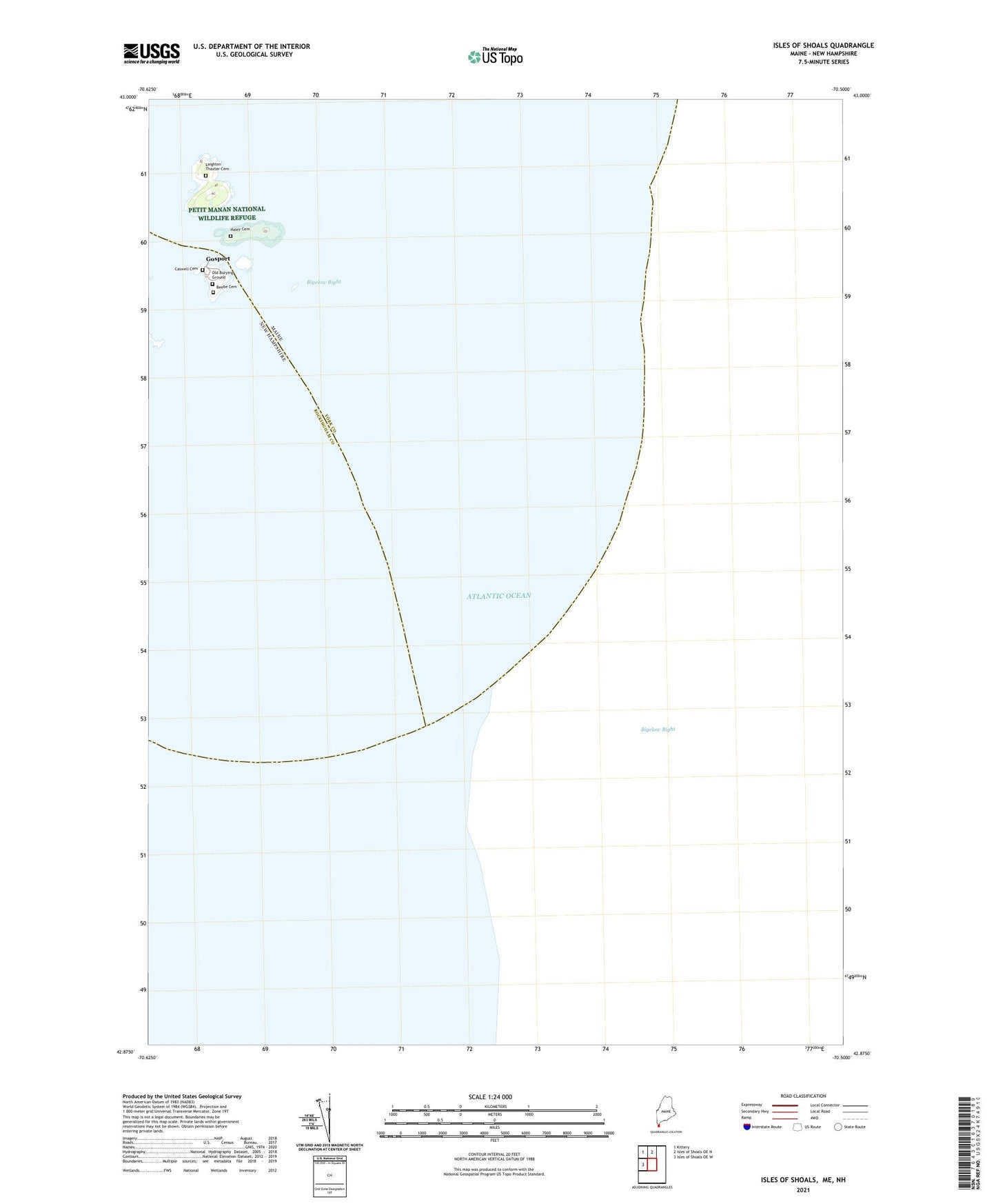 Isles of Shoals Maine US Topo Map Image