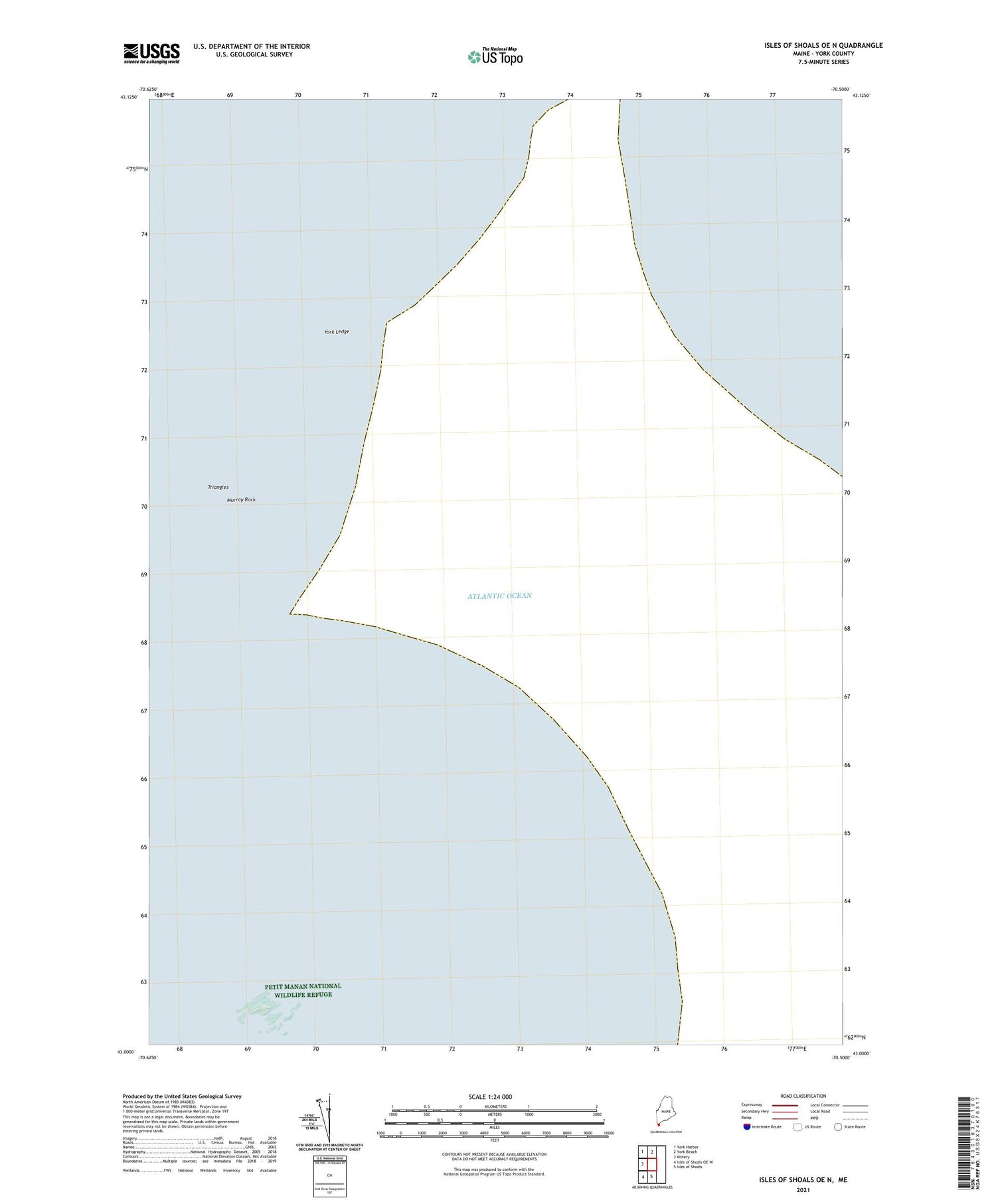 Isles of Shoals OE N Maine US Topo Map Image