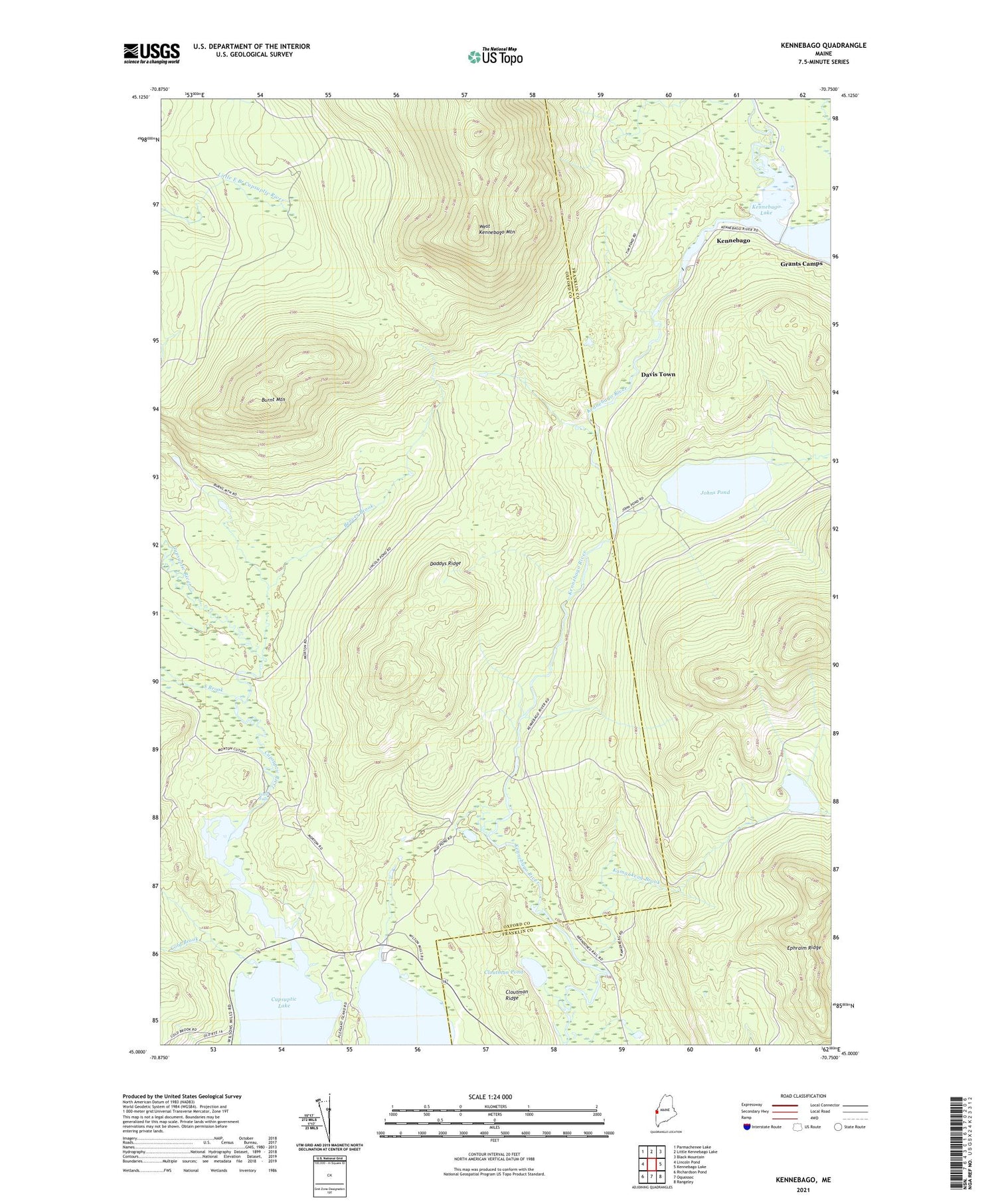 Kennebago Maine US Topo Map Image