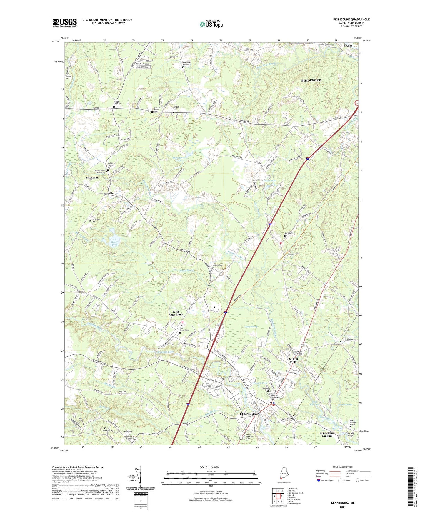 Kennebunk Maine US Topo Map Image
