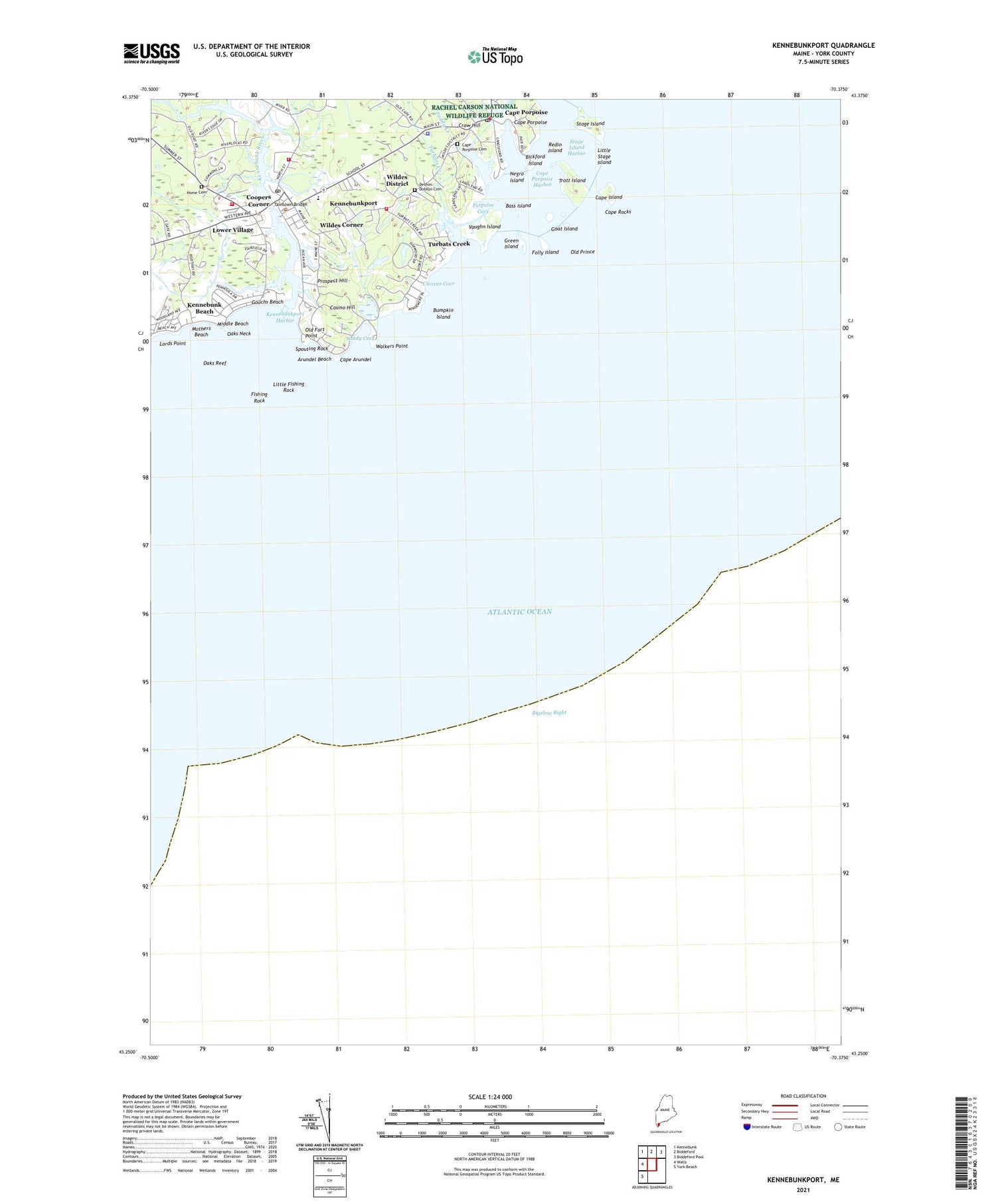 Kennebunkport Maine US Topo Map Image