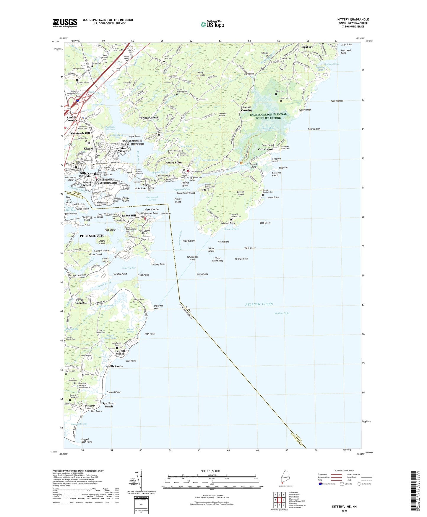 Kittery Maine US Topo Map Image